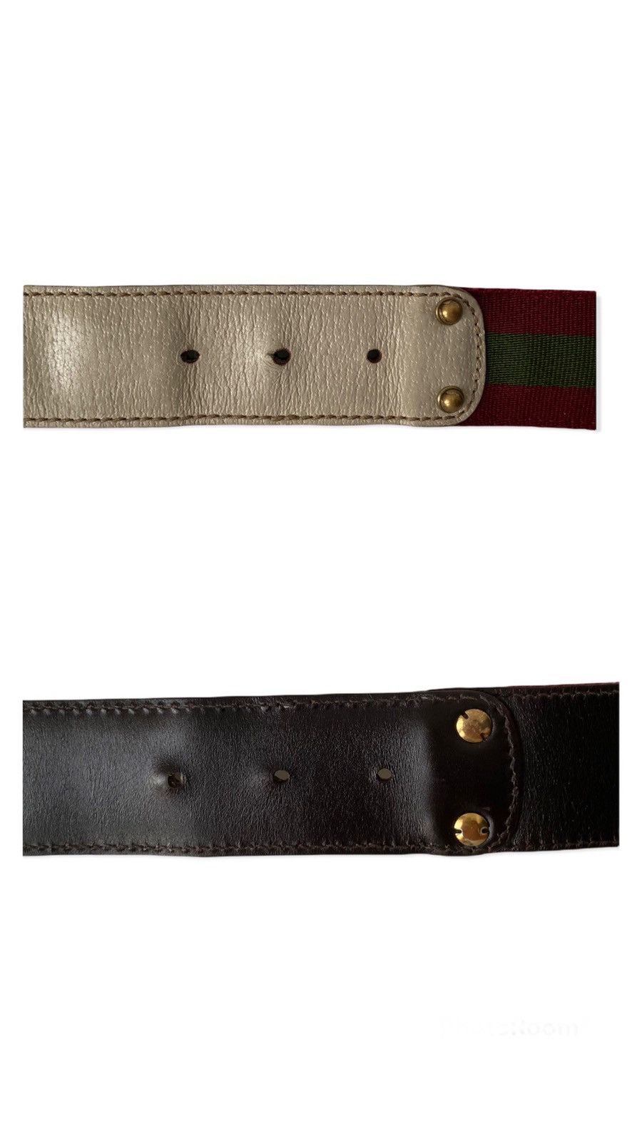 Gucci GUCCI STRIP RED GREEN LEATHER BELT WEB GOLD INTERLOCKING Size 30 - 5 Thumbnail