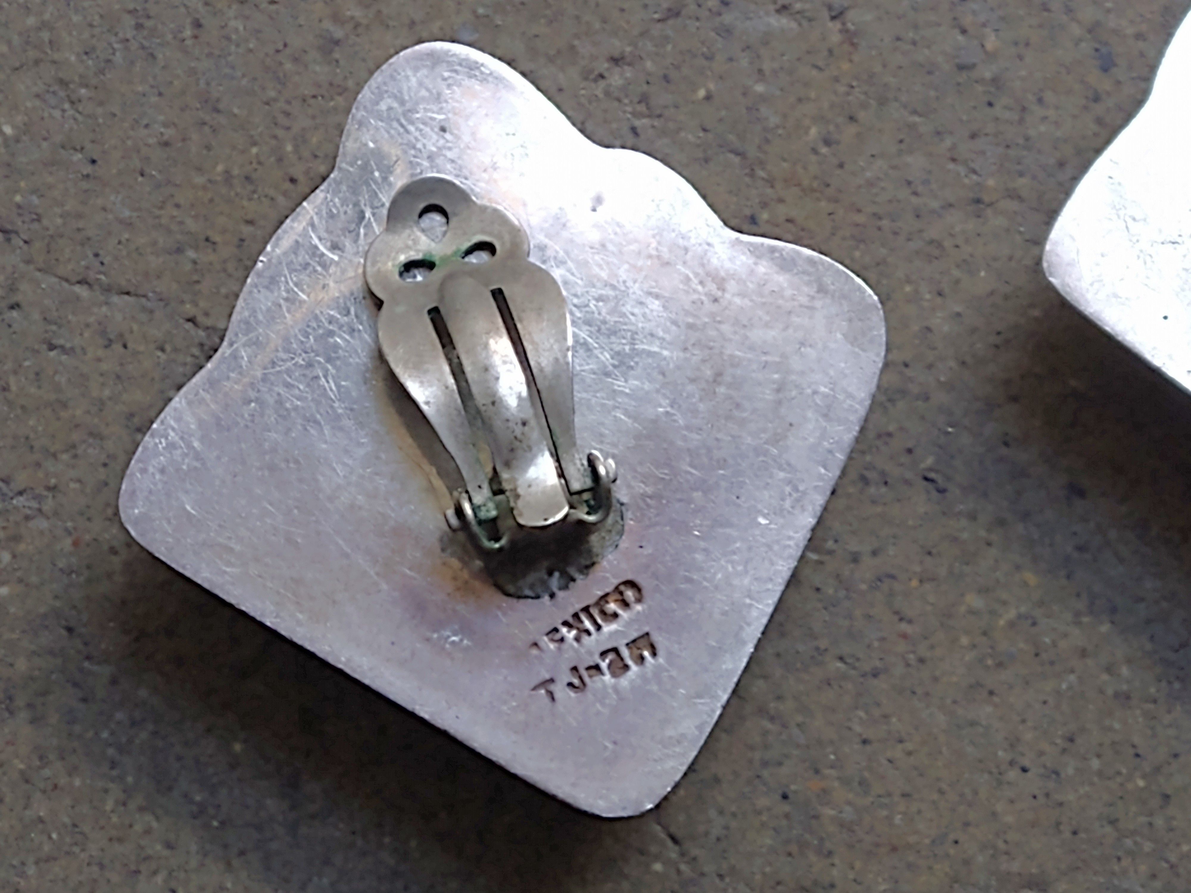 Jewelry Vintage Sterling Silver Earrings Taxco Mexico Modern Clip On Size ONE SIZE - 8 Thumbnail