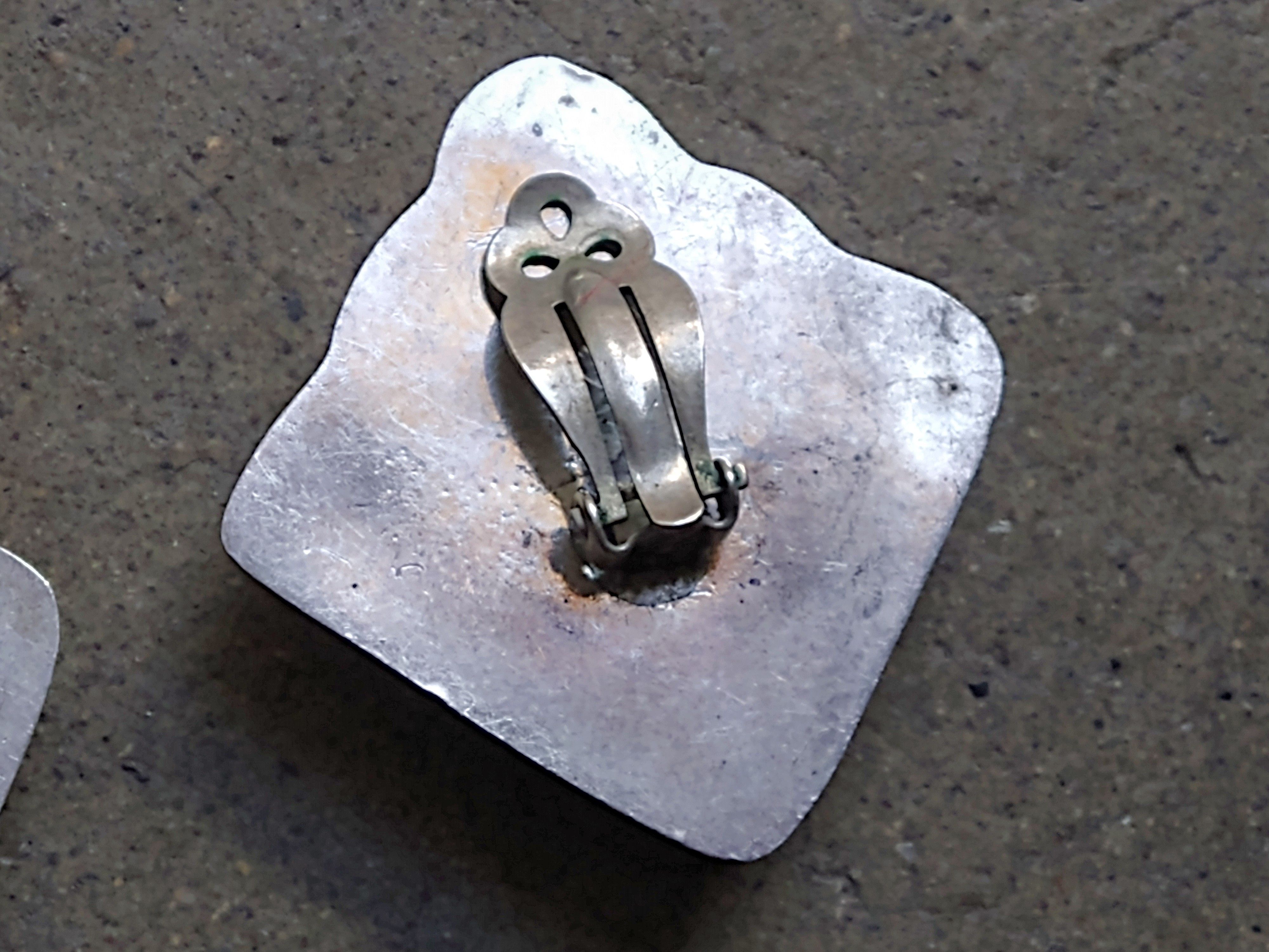 Jewelry Vintage Sterling Silver Earrings Taxco Mexico Modern Clip On Size ONE SIZE - 6 Thumbnail