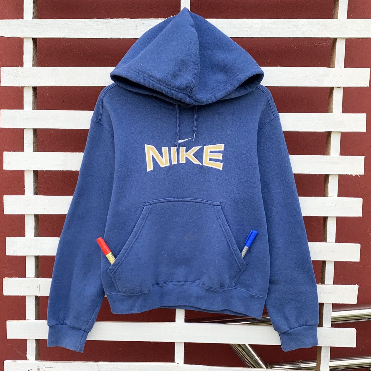 Vintage Vintage 90s Nike Center Logo Hoodie Made In Usa Size US S / EU 44-46 / 1 - 2 Thumbnail