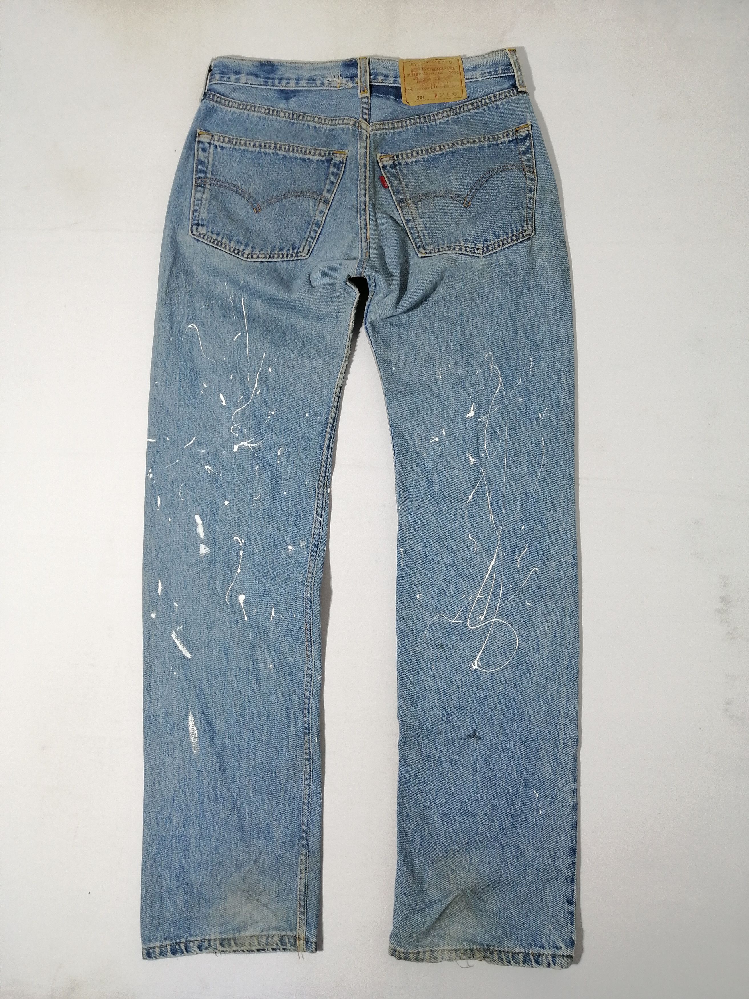Levi's × Levi's Vintage Clothing 501 Levi's Strauss Fly Button Painted Denim Jeans Size US 30 / EU 46 - 2 Thumbnail