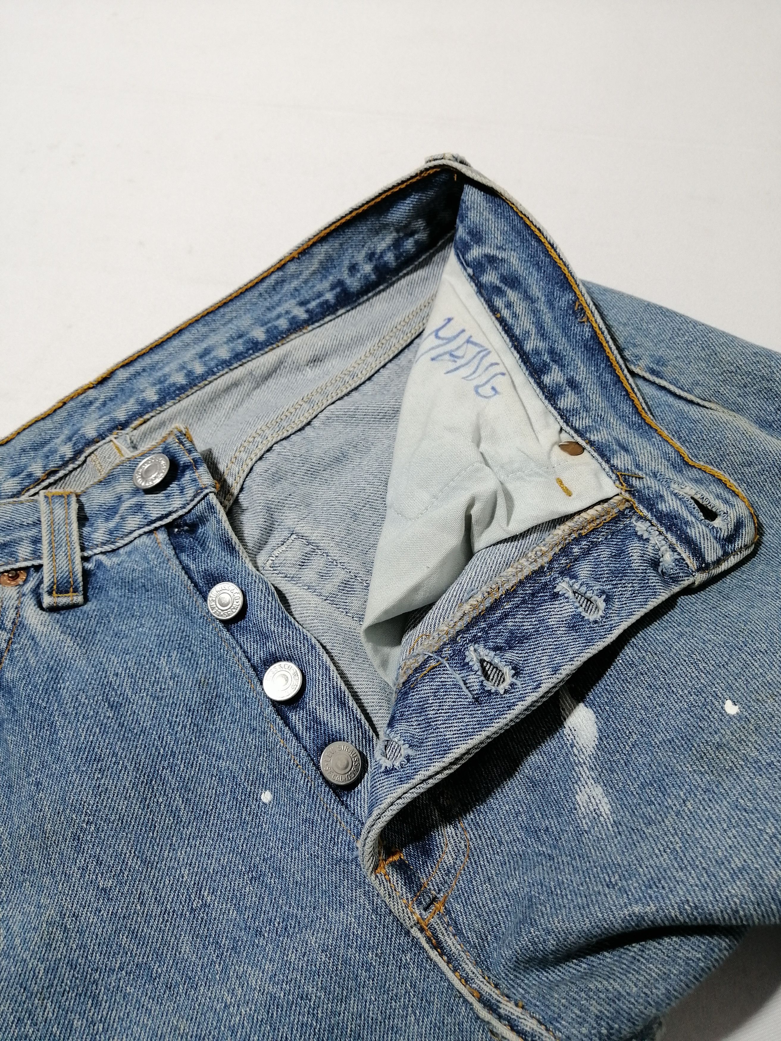 Levi's × Levi's Vintage Clothing 501 Levi's Strauss Fly Button Painted Denim Jeans Size US 30 / EU 46 - 5 Thumbnail