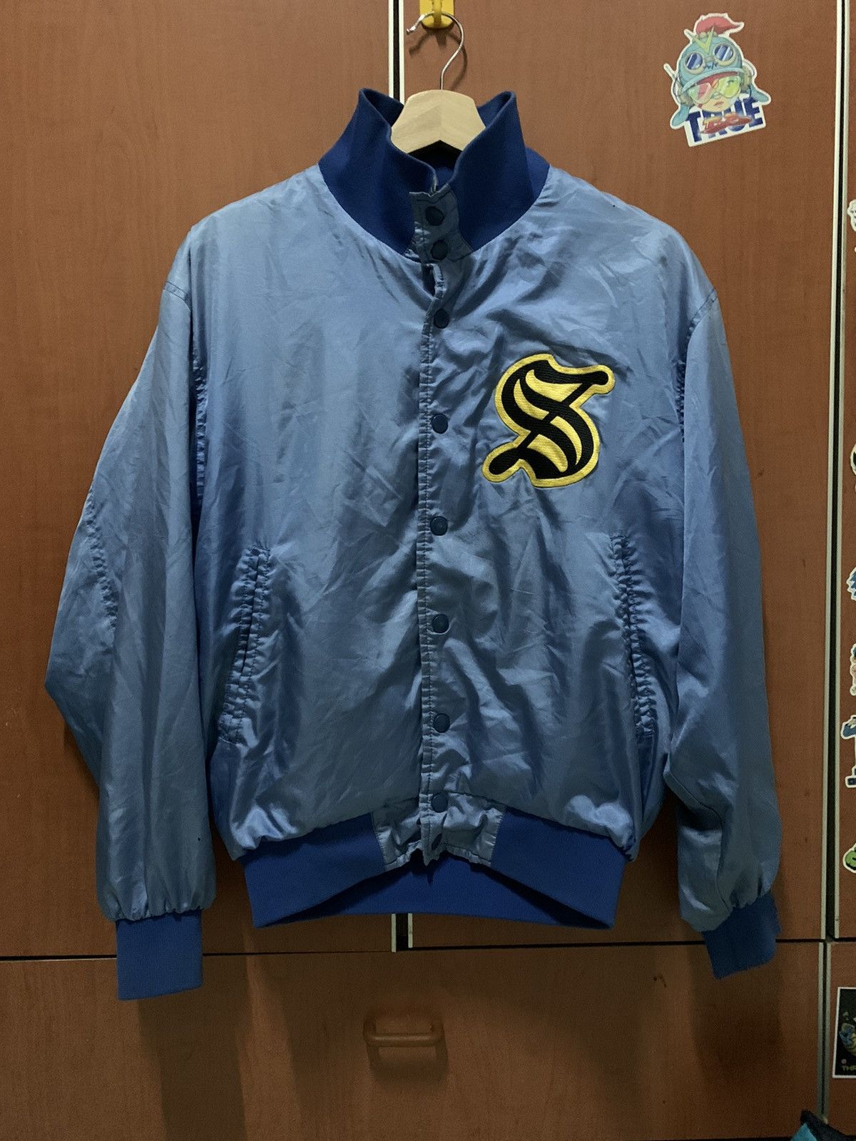 image of Varsity Jacket Rawlings By Asics 90’S in Blue, Men's (Size Medium)