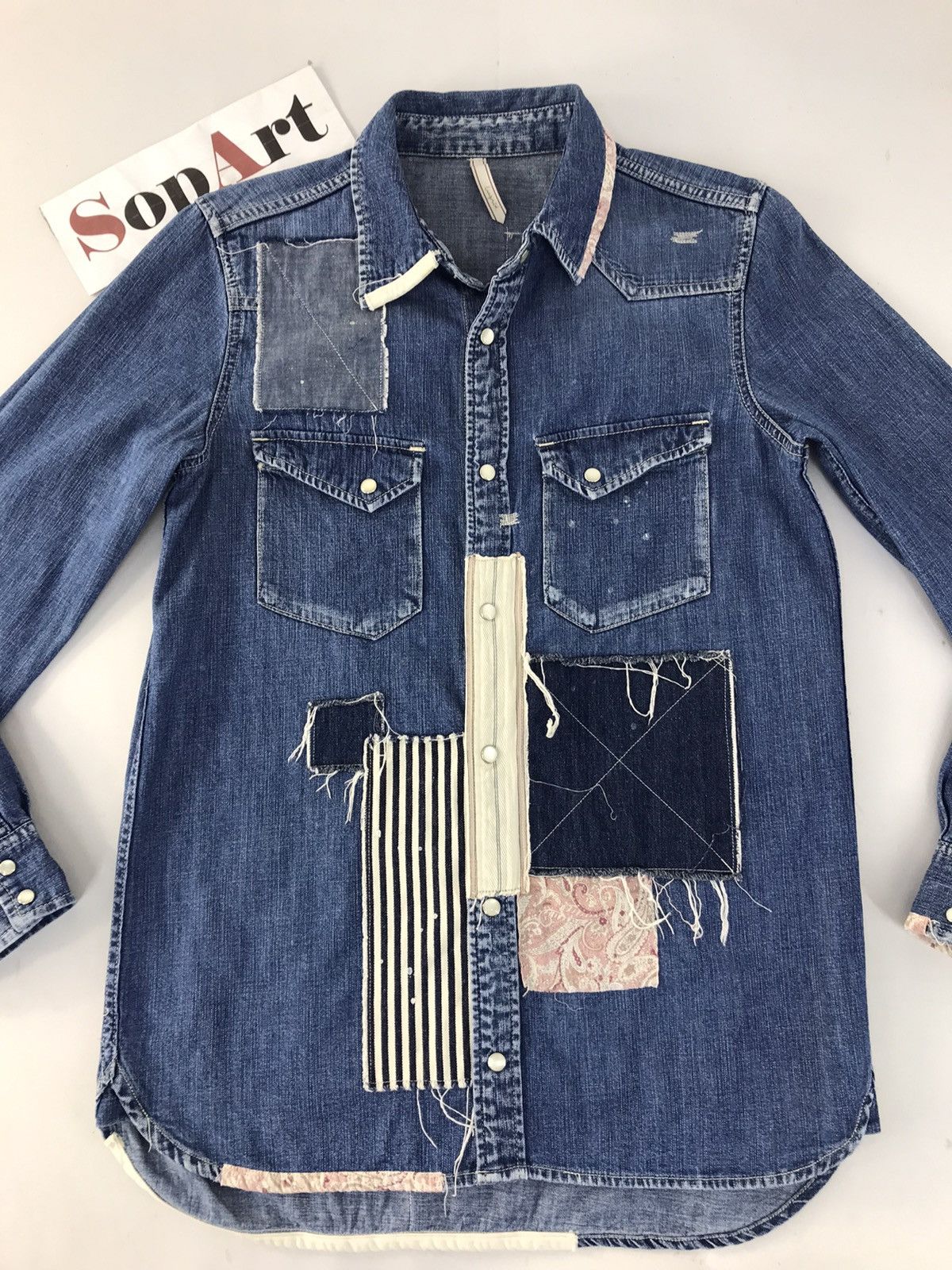 Japanese Brand × Vintage Vintage Ungrid Fashion Patchwork Jeans Snap Button Up Style Size US S / EU 44-46 / 1 - 3 Thumbnail