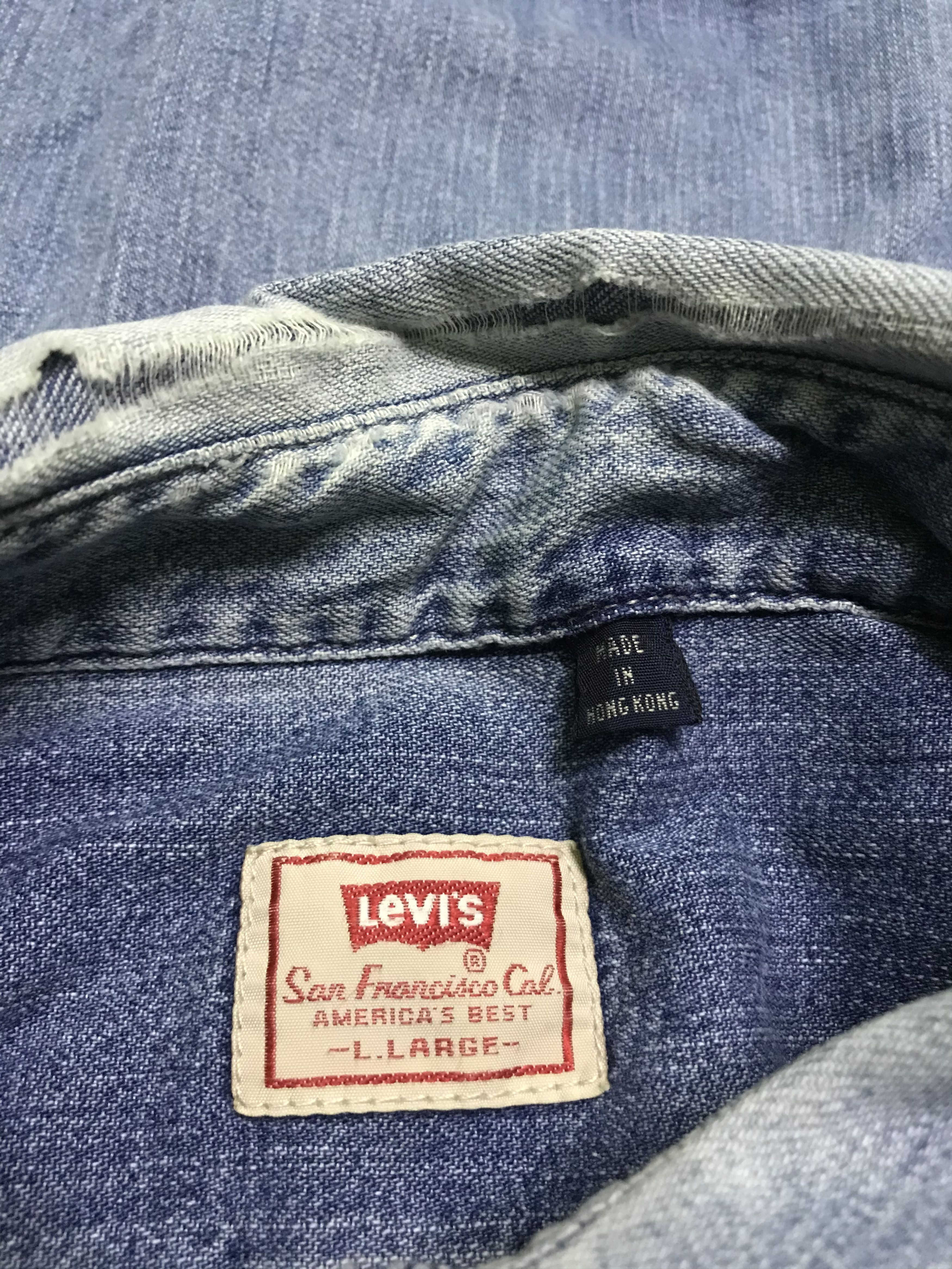 Levi's Vintage 90s Levi's denim blue shirts Size US XL / EU 56 / 4 - 4 Thumbnail