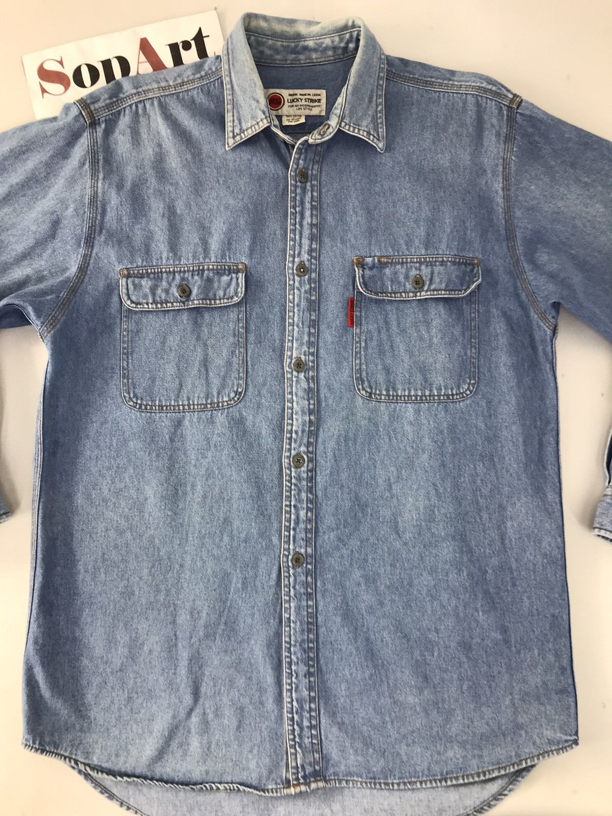 Vintage Vintage Lucky Strike Jeans Double Pocket Button Up Design Size US L / EU 52-54 / 3 - 3 Thumbnail