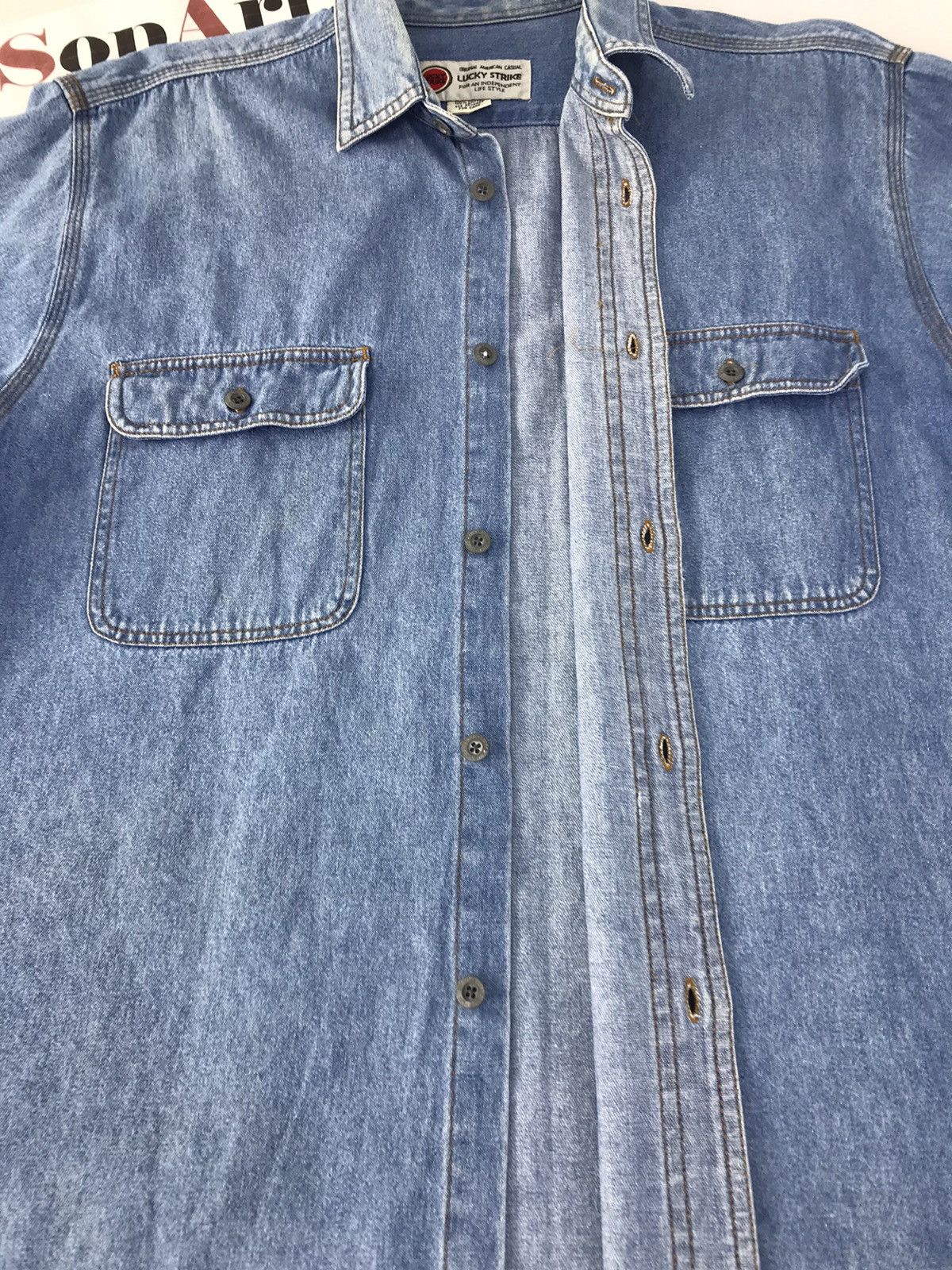 Vintage Vintage Lucky Strike Jeans Double Pocket Button Up Design Size US L / EU 52-54 / 3 - 6 Thumbnail