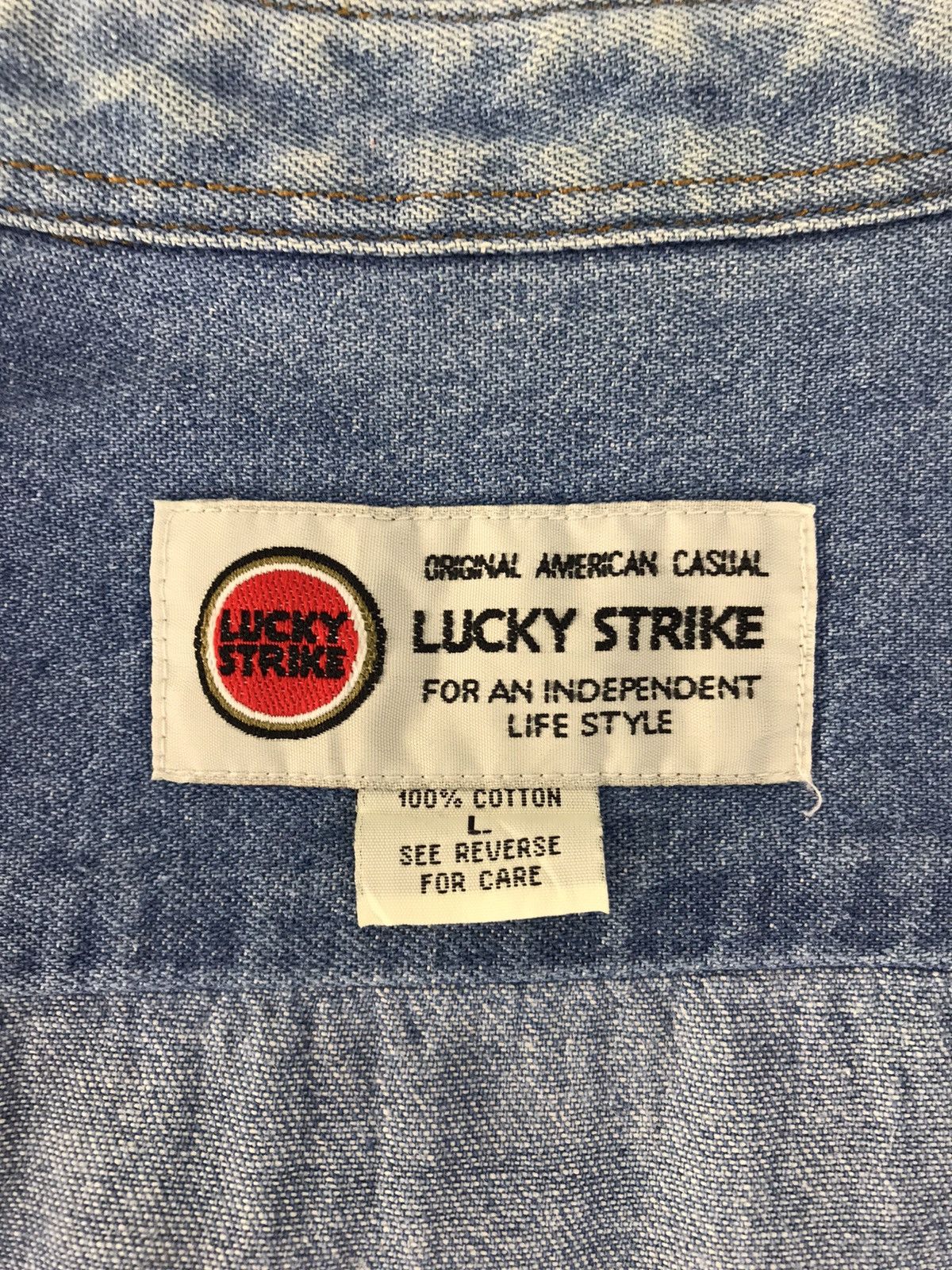 Vintage Vintage Lucky Strike Jeans Double Pocket Button Up Design Size US L / EU 52-54 / 3 - 8 Thumbnail