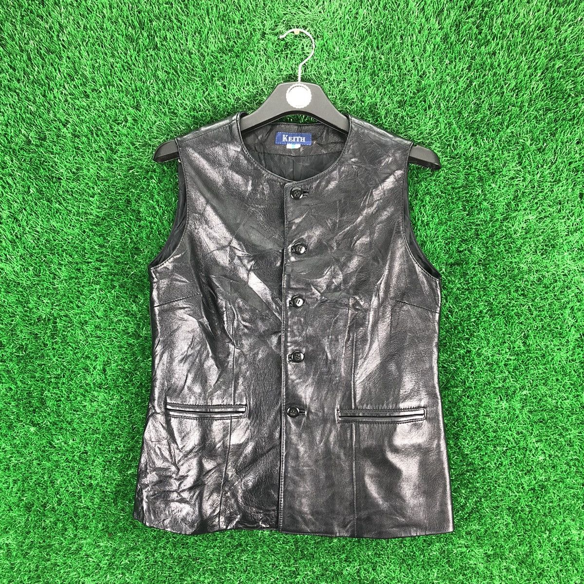 Japanese Brand Vintage 90's PU Leather Vest Women by KEITH Size XS / US 0-2 / IT 36-38 - 1 Thumbnail