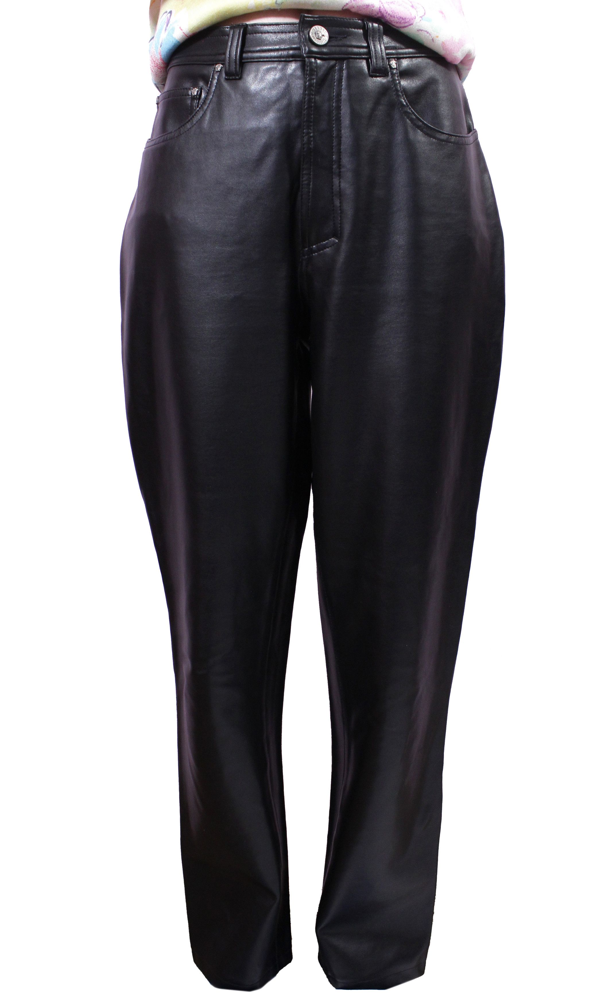 Versace 90S Faux Leather Pants Vintage Size 30" / US 8 / IT 44 - 2 Thumbnail