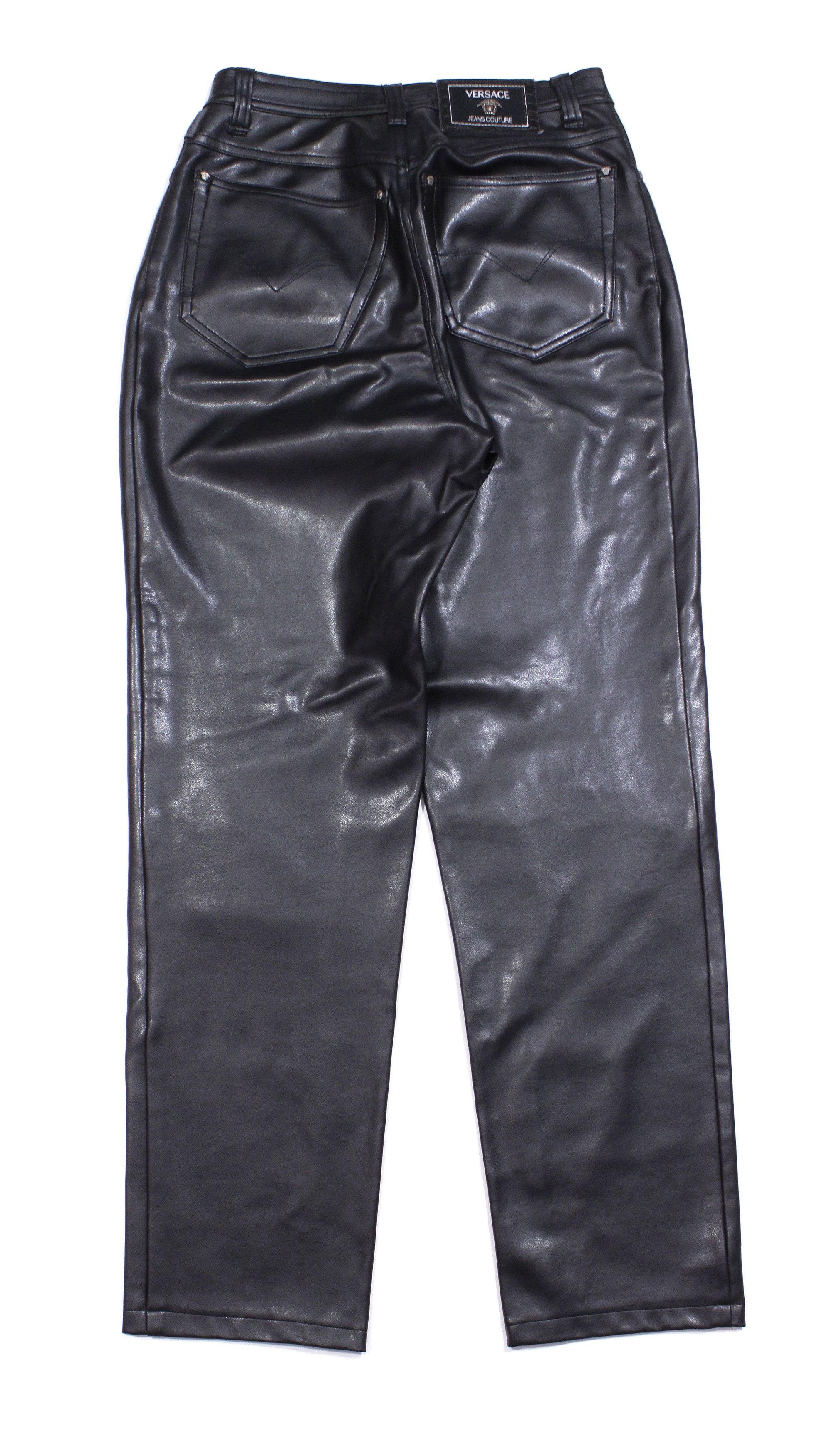 Versace 90S Faux Leather Pants Vintage Size 30" / US 8 / IT 44 - 3 Thumbnail