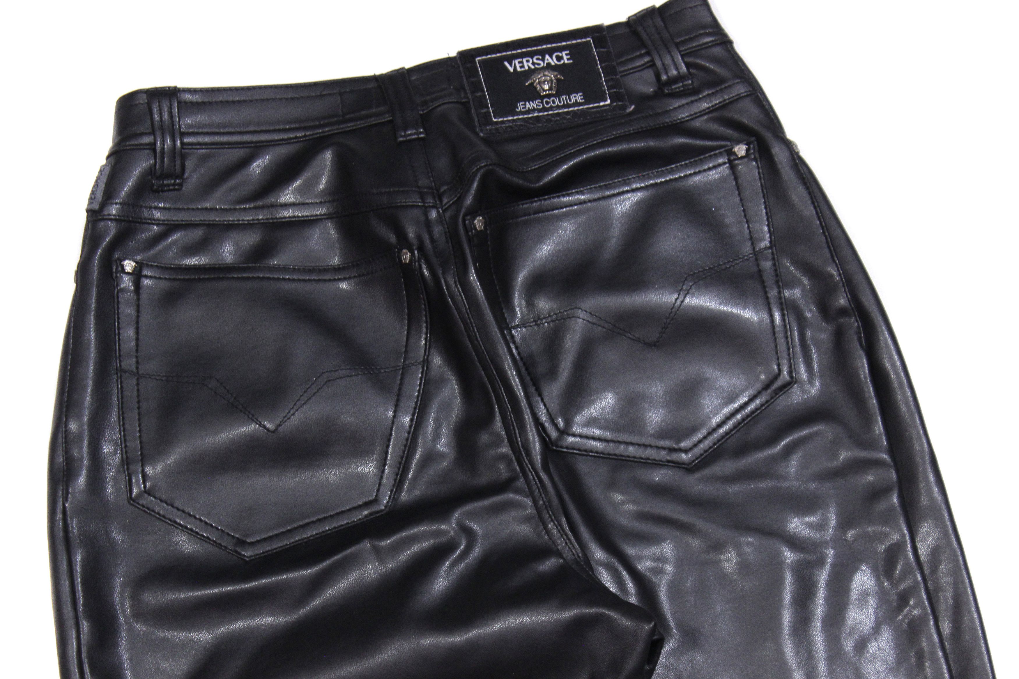 Versace 90S Faux Leather Pants Vintage Size 30" / US 8 / IT 44 - 5 Thumbnail