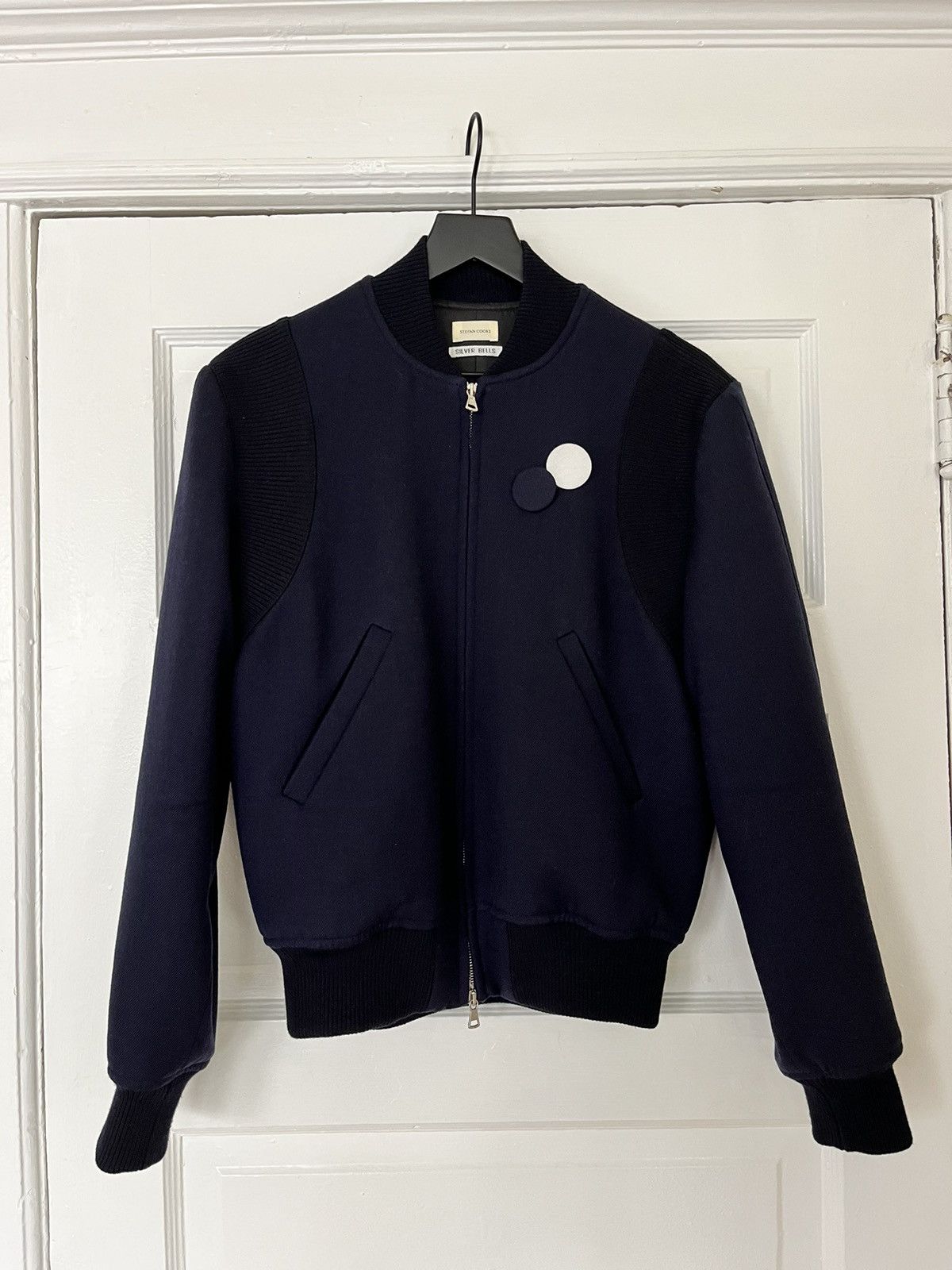 image of Stefan Cooke Navy Wool Varsity Jacket, Men's (Size Medium)