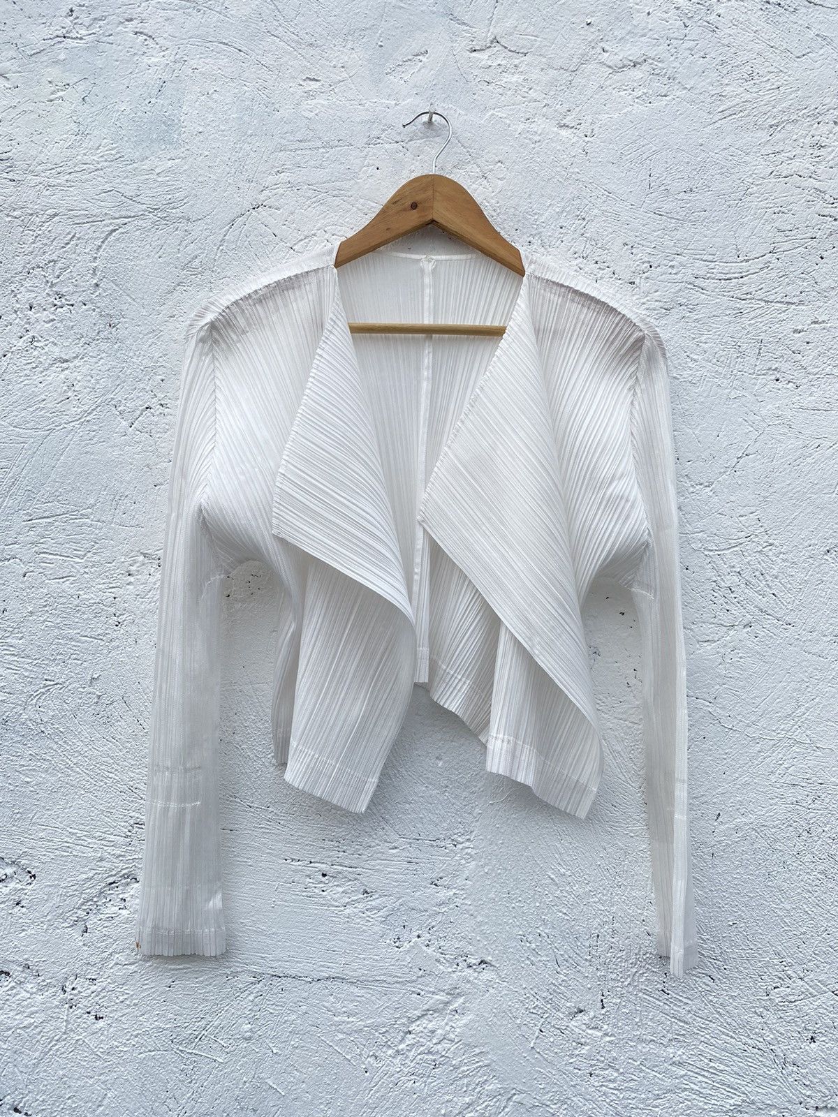 image of Issey Miyake Pleats Please White Pleated Longsleeves, Women's (Size Small)