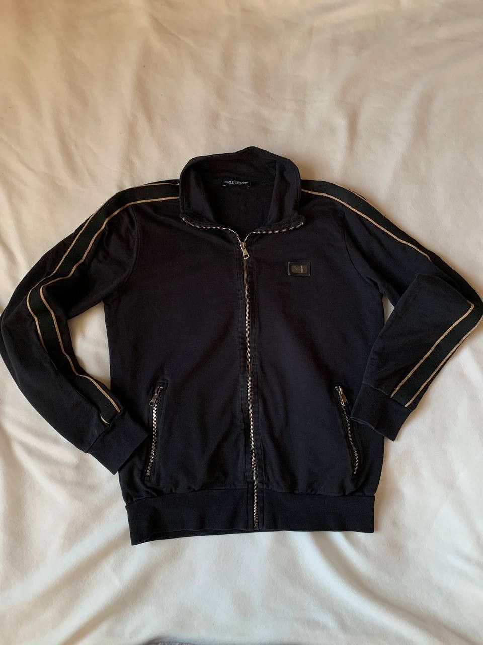 Dolce & Gabbana × Vintage Dolce Gabbana Gold/Black Metal logo Zip Up Jacket Size US S / EU 44-46 / 1 - 1 Thumbnail