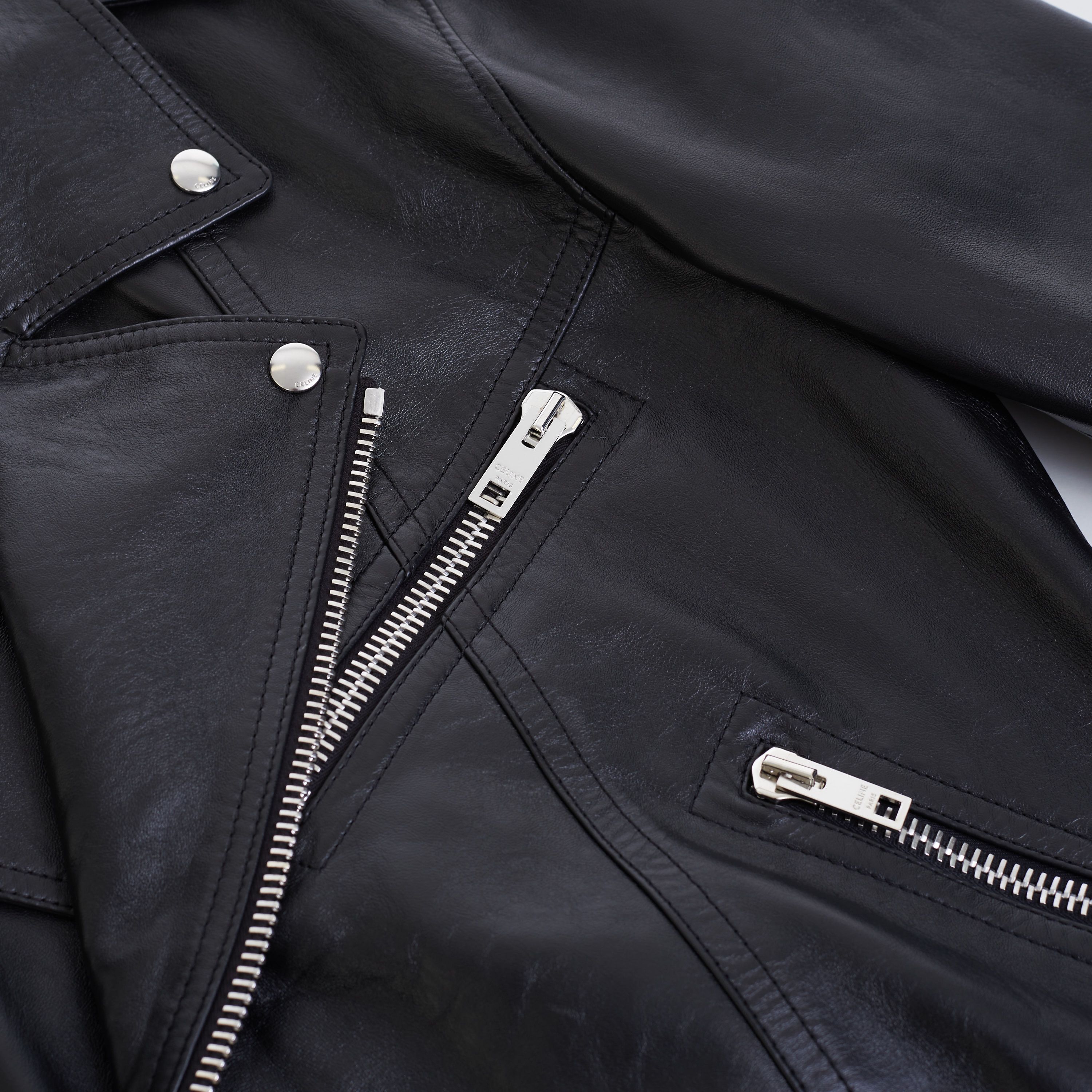 Celine Loose Fit Biker Jacket In Soft Lambskin Leather Size US M / EU 48-50 / 2 - 16 Thumbnail
