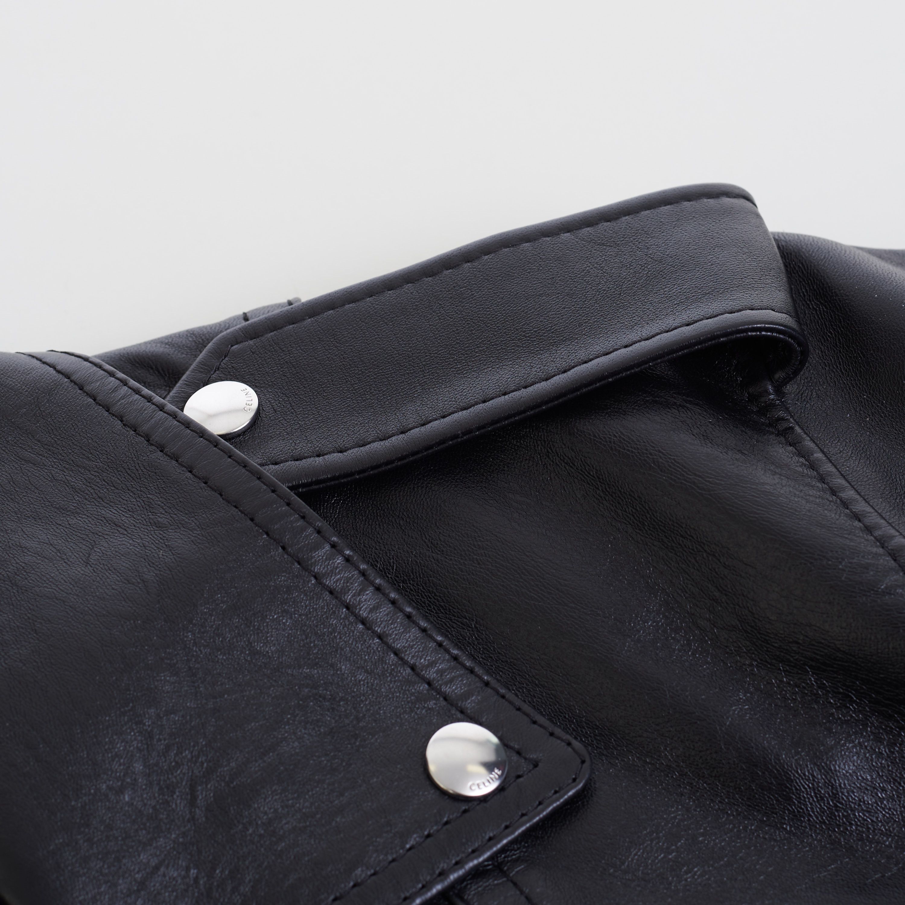 Celine Loose Fit Biker Jacket In Soft Lambskin Leather Size US M / EU 48-50 / 2 - 11 Thumbnail