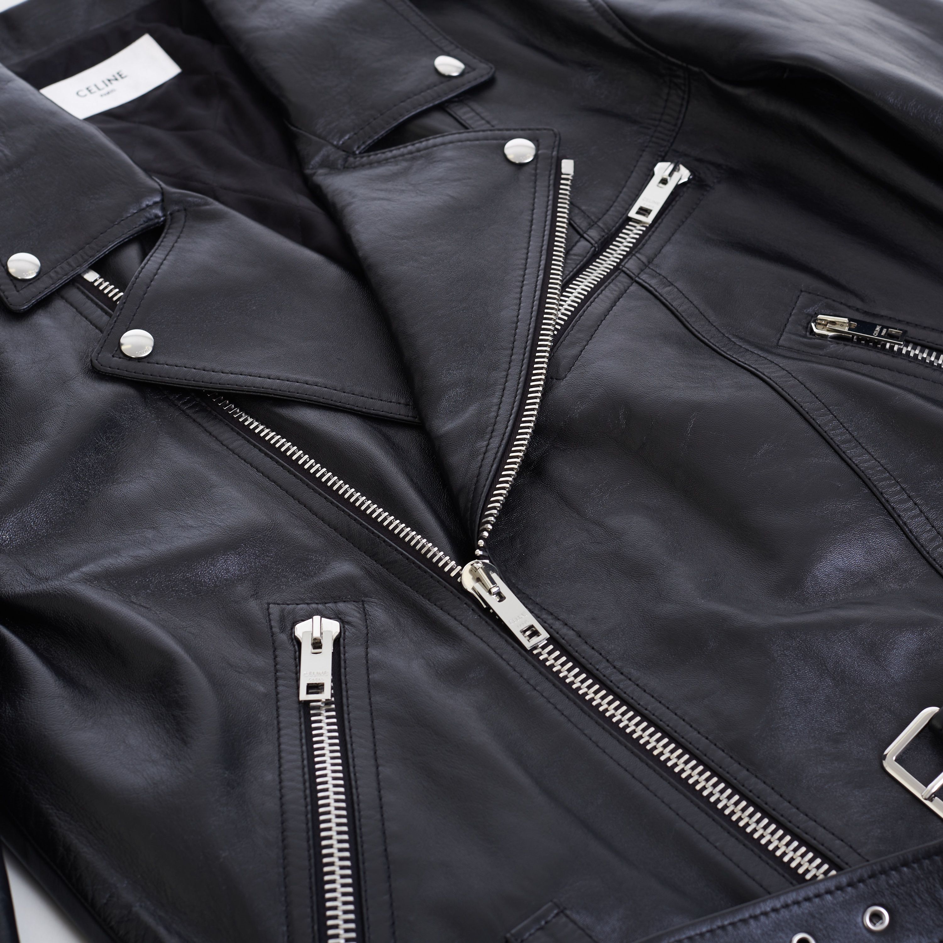 Celine Loose Fit Biker Jacket In Soft Lambskin Leather Size US M / EU 48-50 / 2 - 13 Thumbnail