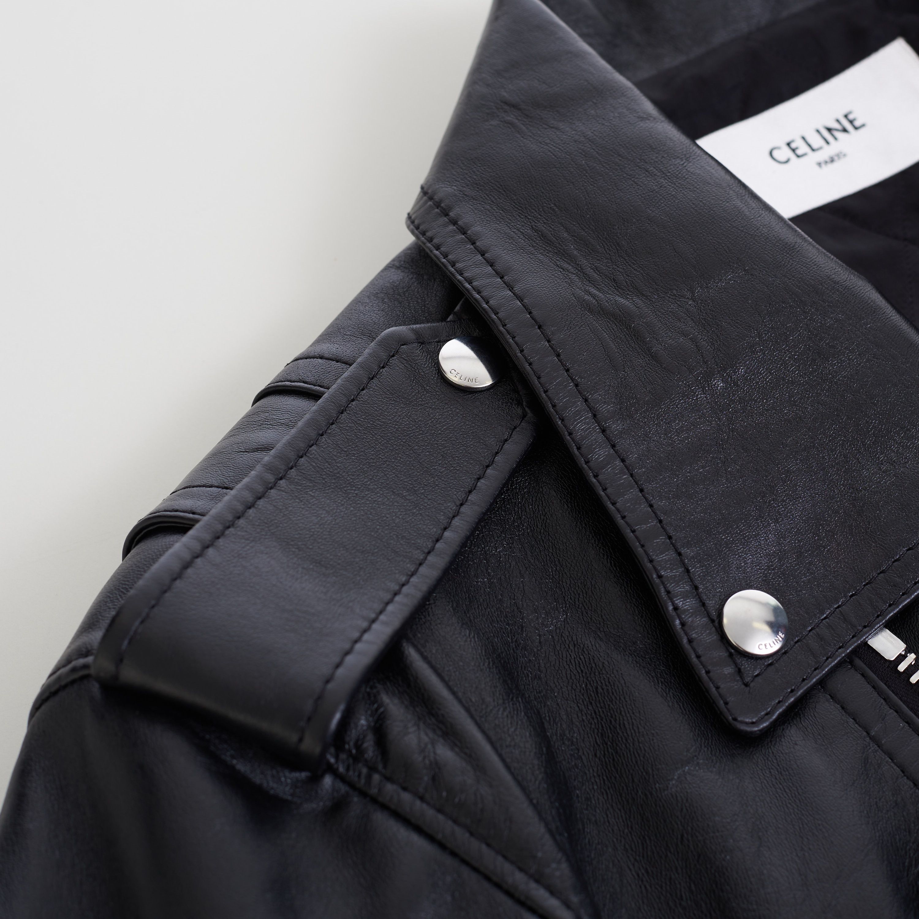 Celine Loose Fit Biker Jacket In Soft Lambskin Leather Size US M / EU 48-50 / 2 - 12 Thumbnail