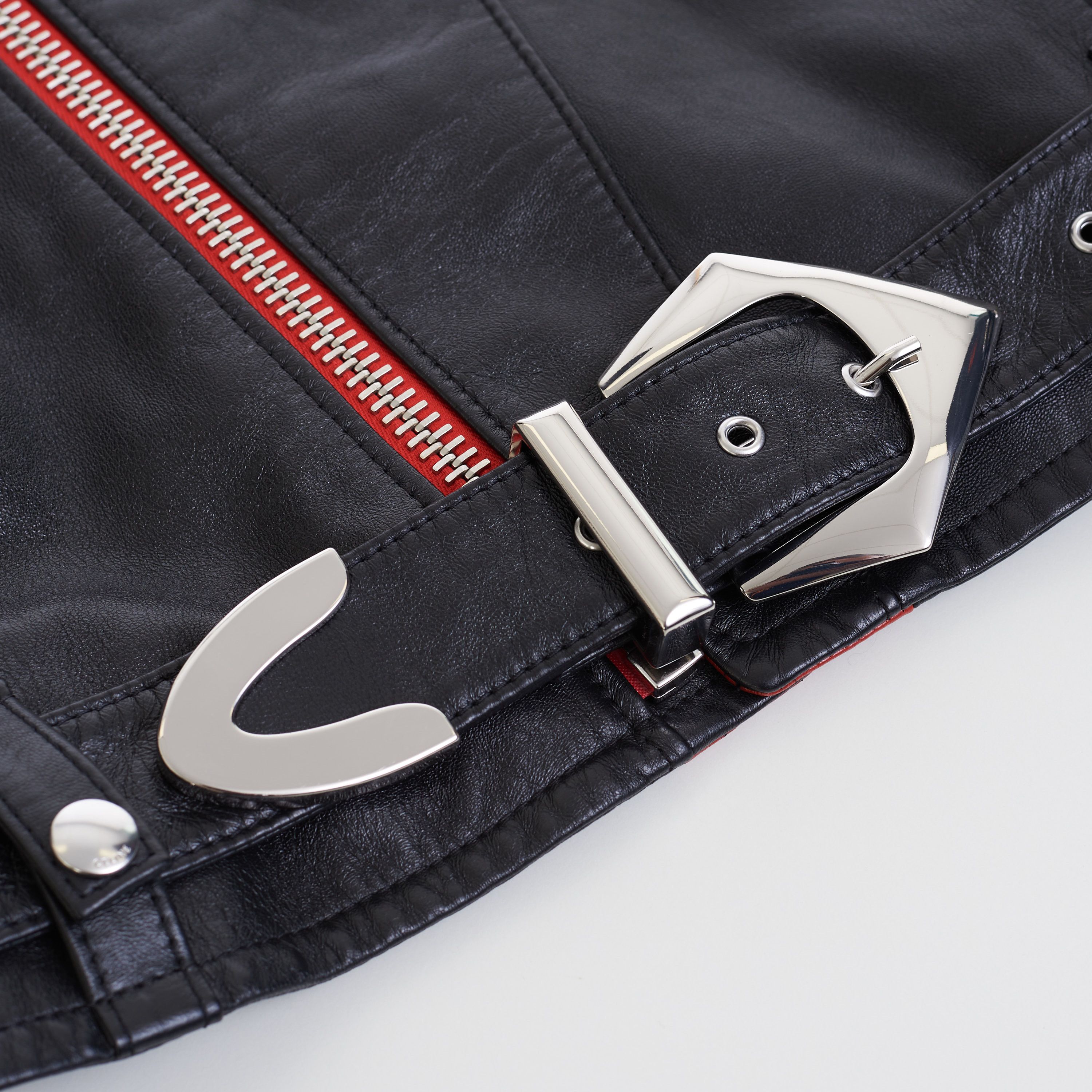 Celine Loose Fit Studded Biker Jacket In Black & Red Soft Lambskin Size US M / EU 48-50 / 2 - 14 Thumbnail