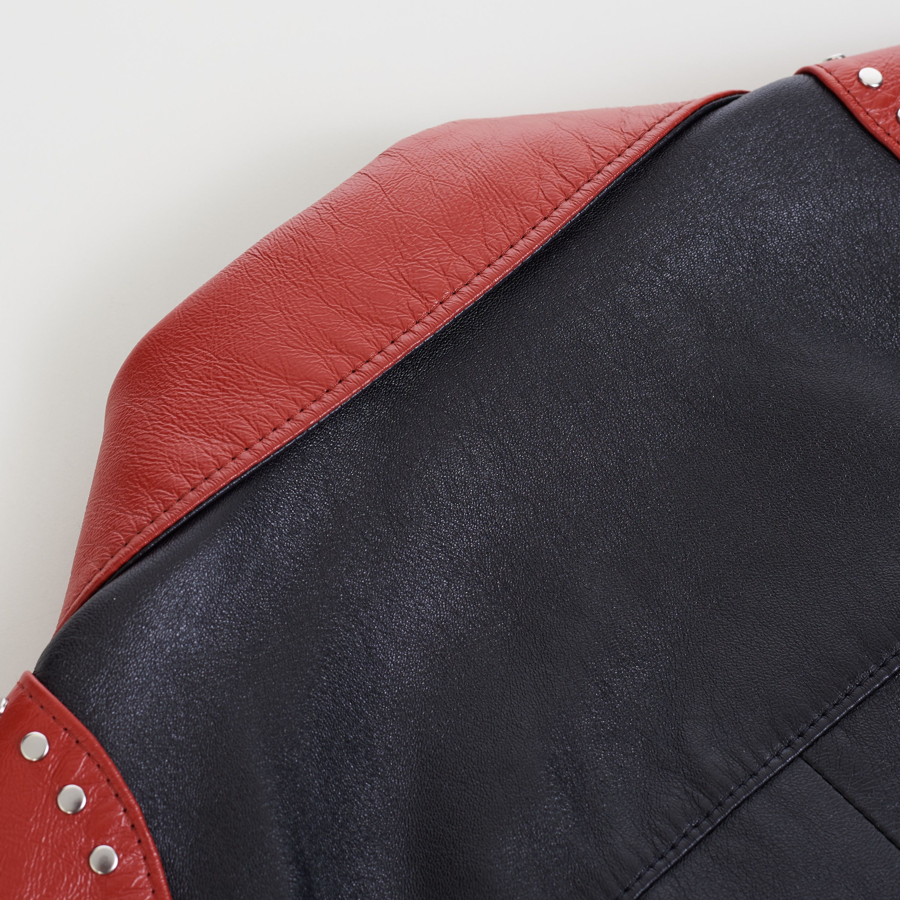 Celine Loose Fit Studded Biker Jacket In Black & Red Soft Lambskin Size US M / EU 48-50 / 2 - 19 Thumbnail