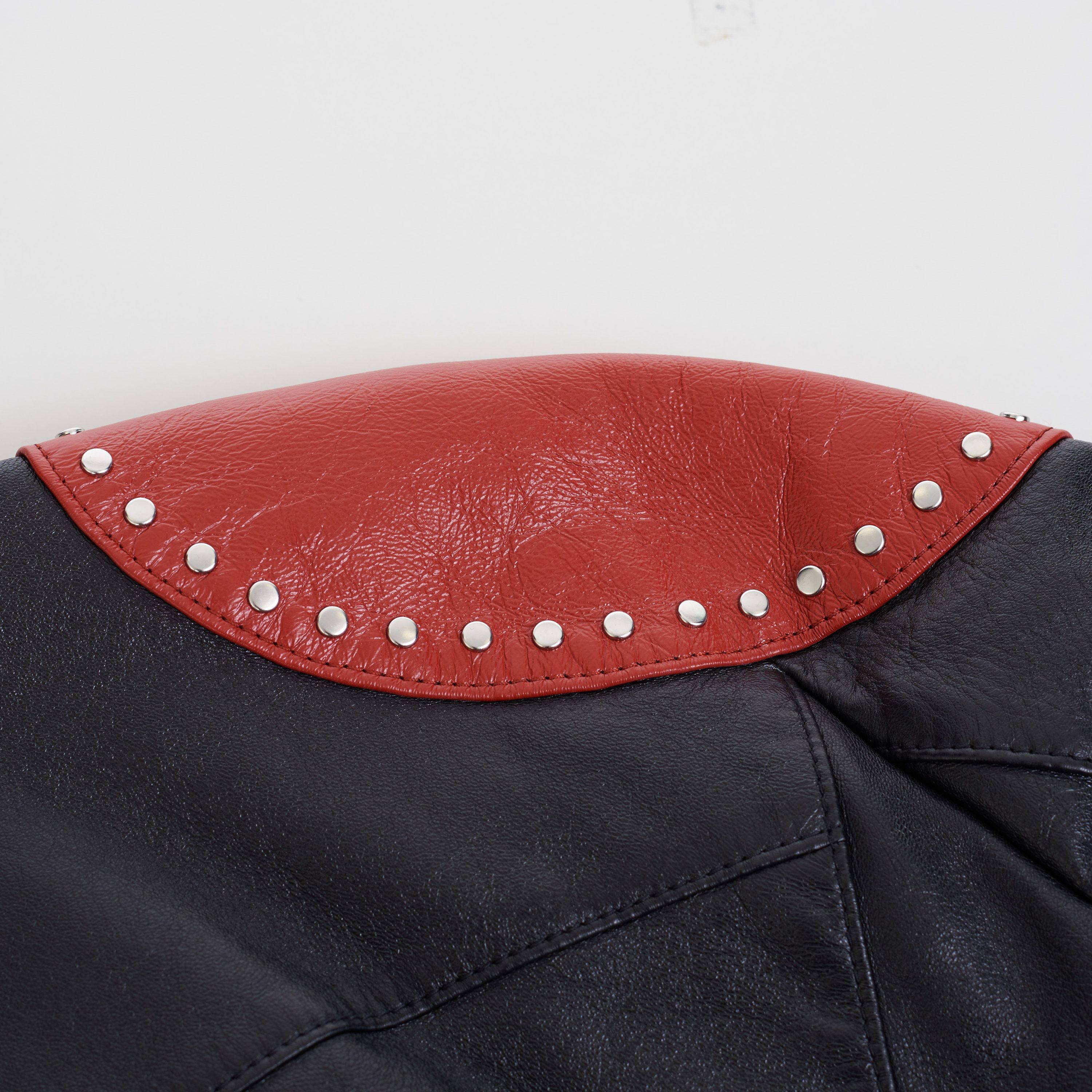 Celine Loose Fit Studded Biker Jacket In Black & Red Soft Lambskin Size US M / EU 48-50 / 2 - 20 Thumbnail