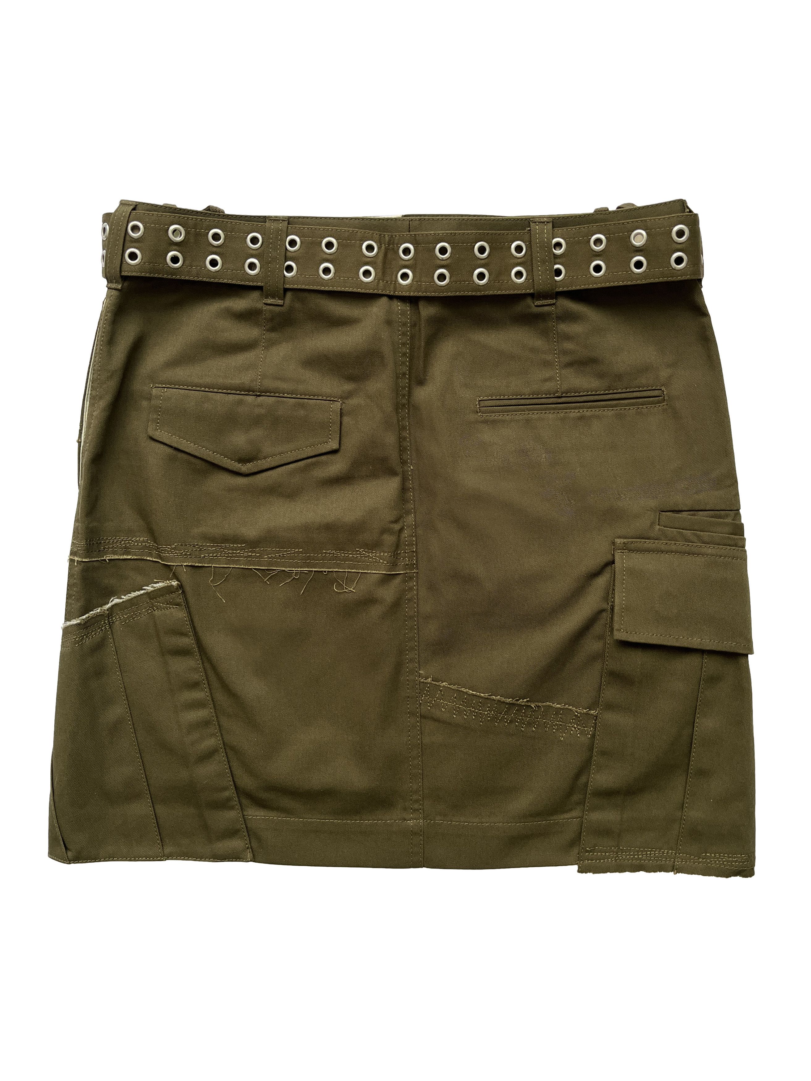 Helmut Lang ⚡️QUICK SALE⚡️Helmut Lang Khaki Asymmetric Cargo Mini Skirt Size 28" / US 6 / IT 42 - 2 Thumbnail