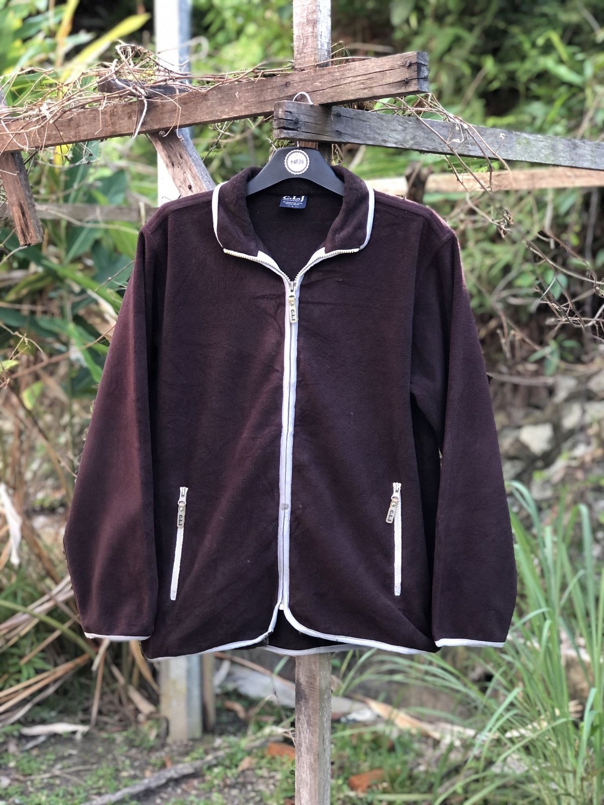 Japanese Brand Vintage Brown Fleece Zipper Sweater by C.L.J Size US L / EU 52-54 / 3 - 1 Thumbnail