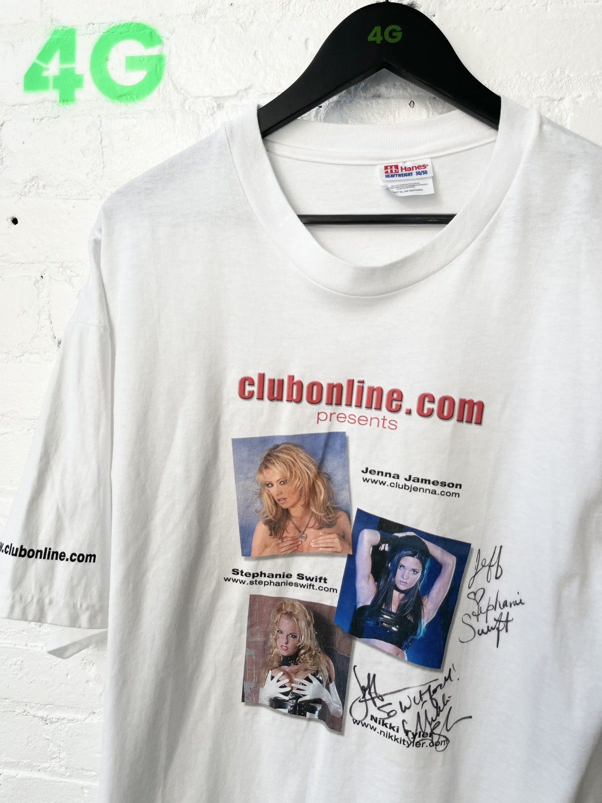 Image of Vintage Pornstar Signed Shirt Porn Xxx 4Gseller in White, Men's (Size XL)