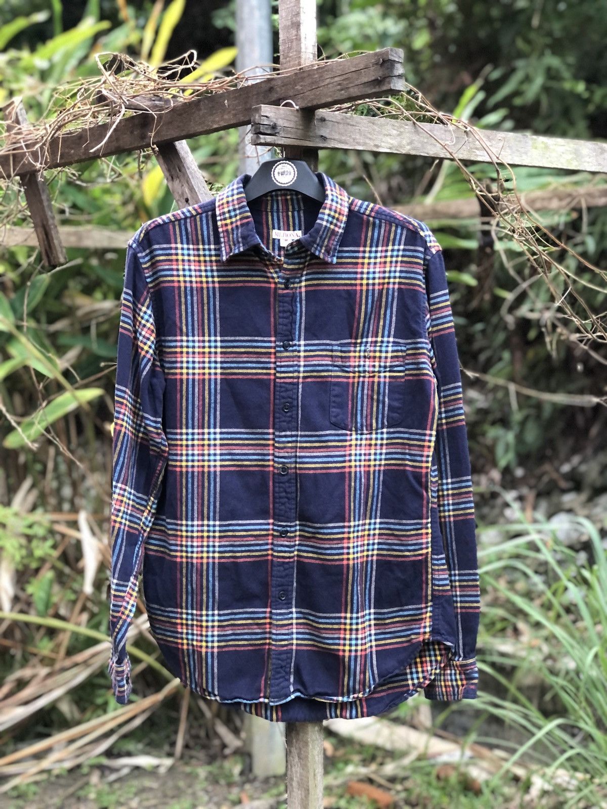 image of Merona Flannel Single Pocket Shirts in Blue, Men's (Size Medium)