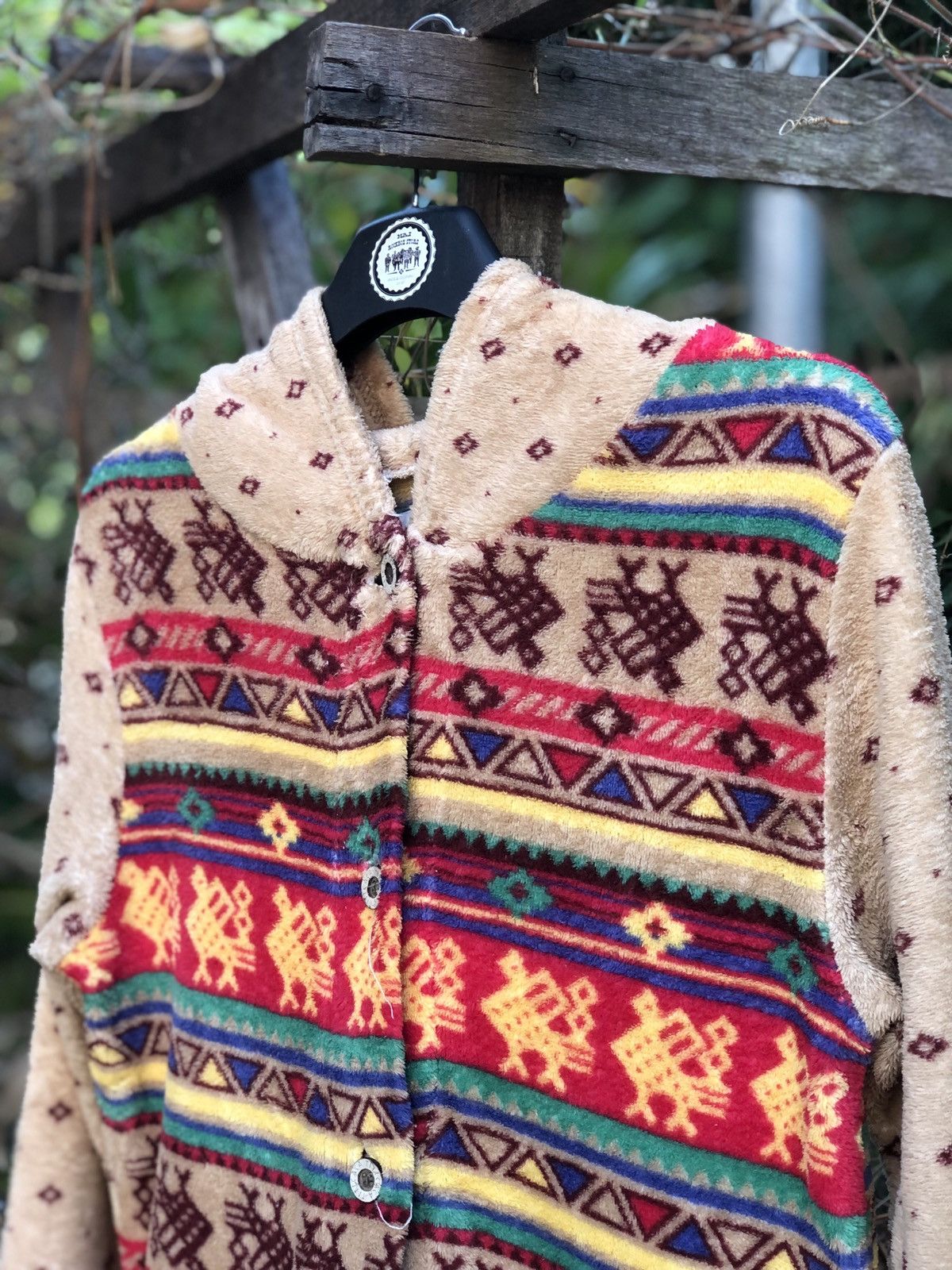 Japanese Brand Vintage 90's Fleece Navajo Native Sweater Hoodie Size S / US 4 / IT 40 - 2 Thumbnail