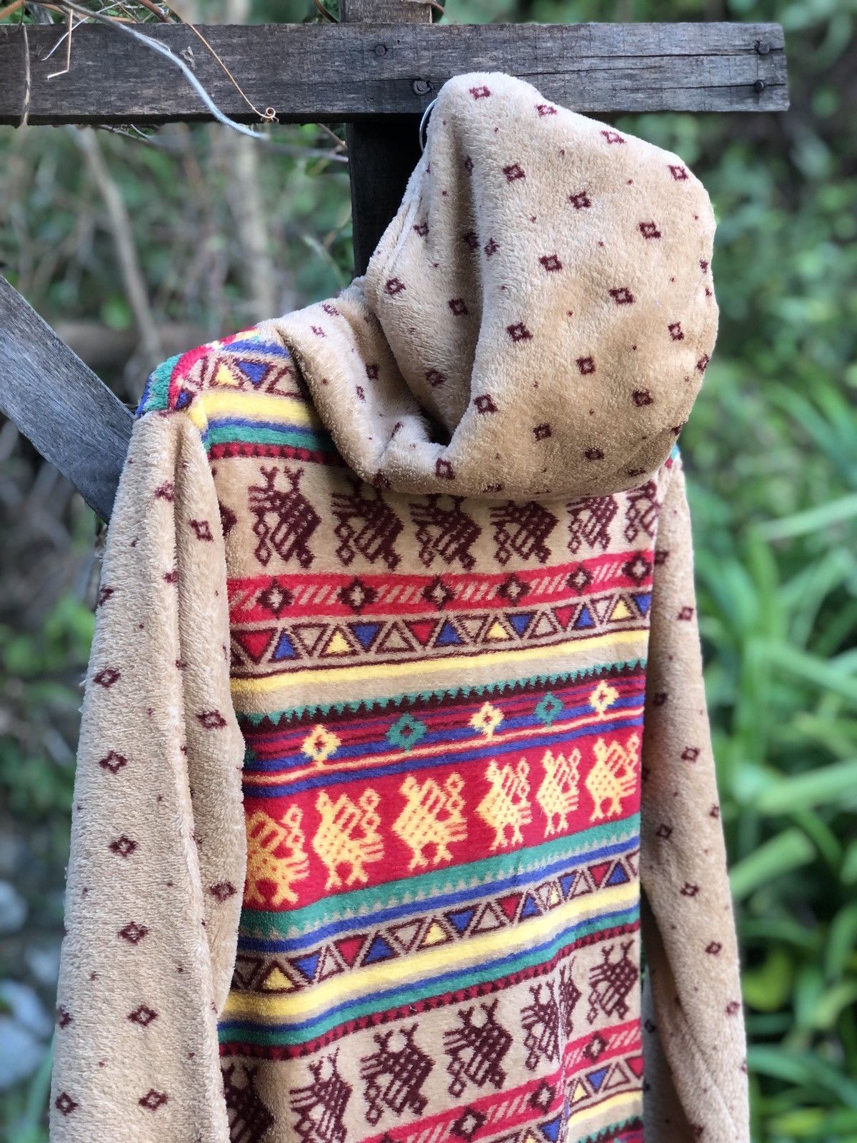 Japanese Brand Vintage 90's Fleece Navajo Native Sweater Hoodie Size S / US 4 / IT 40 - 5 Thumbnail
