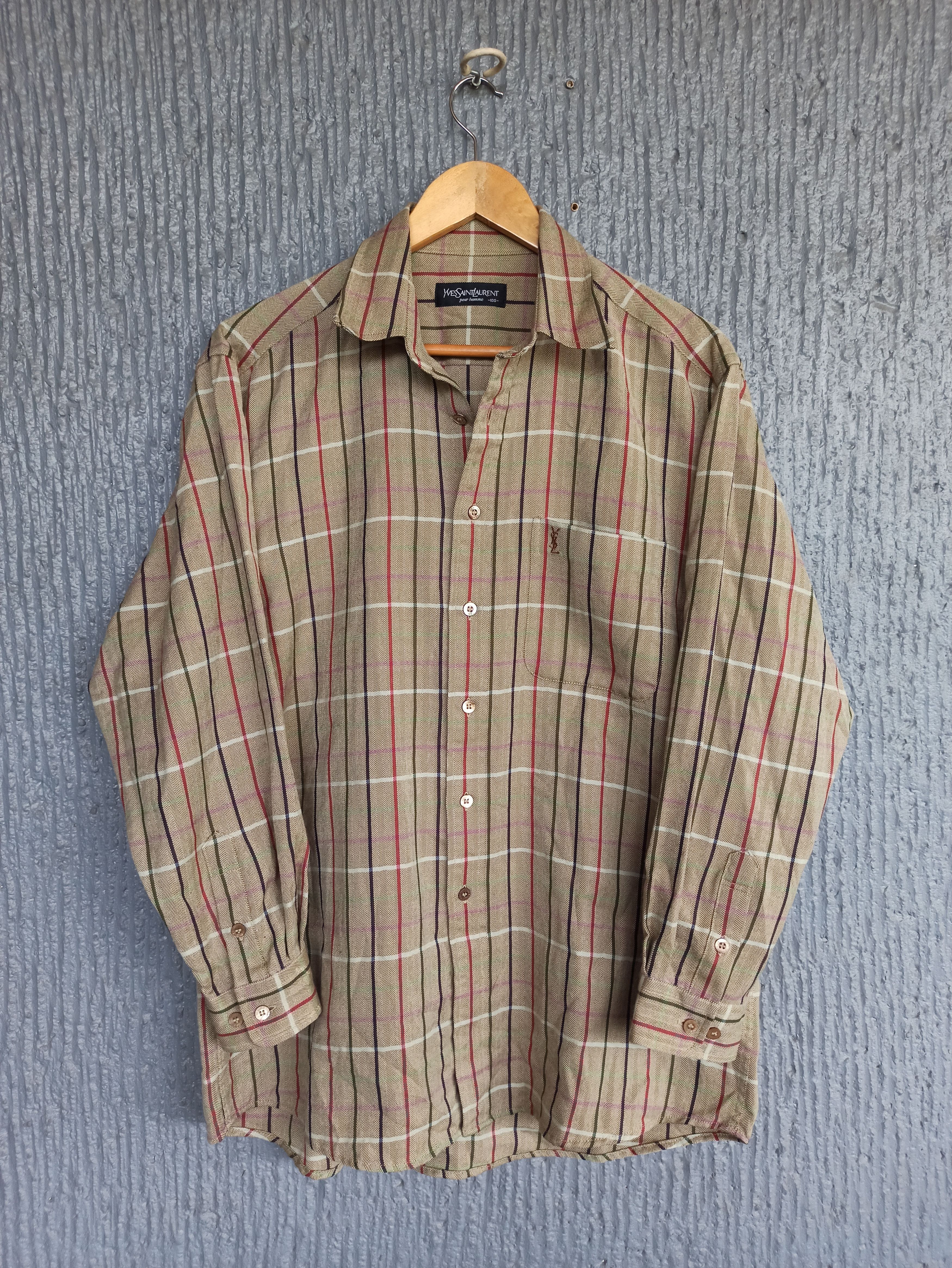 Saint Laurent Paris Vintage YSL Button Up Flannel Polo LS Size US L / EU 52-54 / 3 - 1 Thumbnail