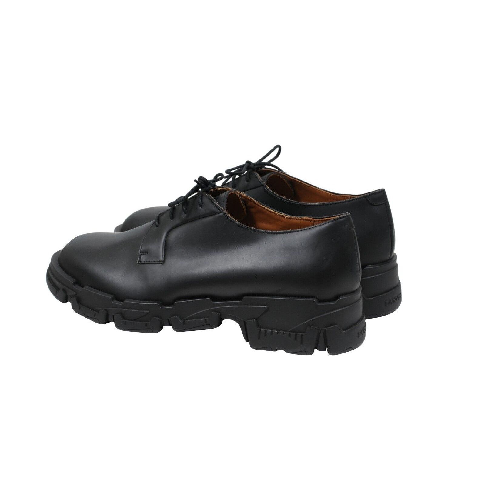 Lanvin Black Leather Chunky Derbys - 01709-B Size US 11.5 / EU 44-45 - 5 Thumbnail