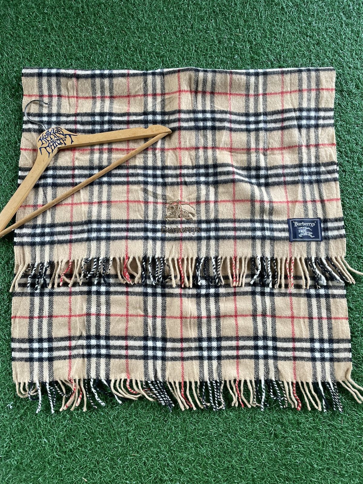 image of Vintage Burberry Novacheck Embroidery Scarve in Novacheck Brown, Men's