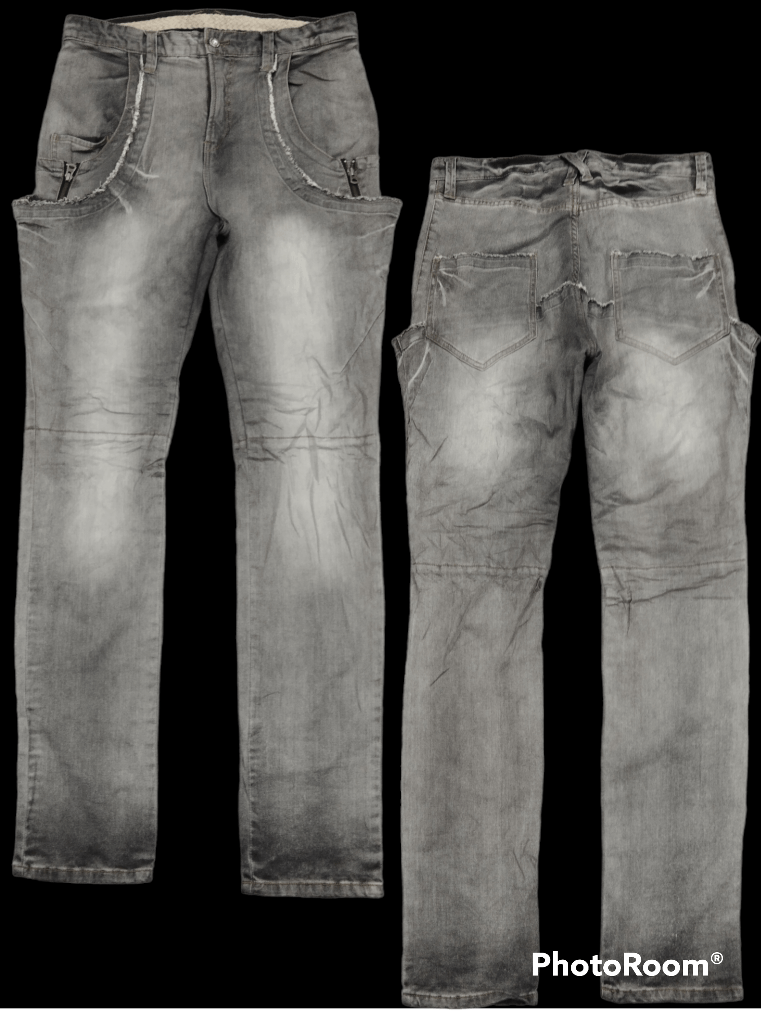 image of Avant Garde x Ppfm Sick Faded Ppfm Double Pocket Denim Pants in Grey Fade, Men's (Size 33)