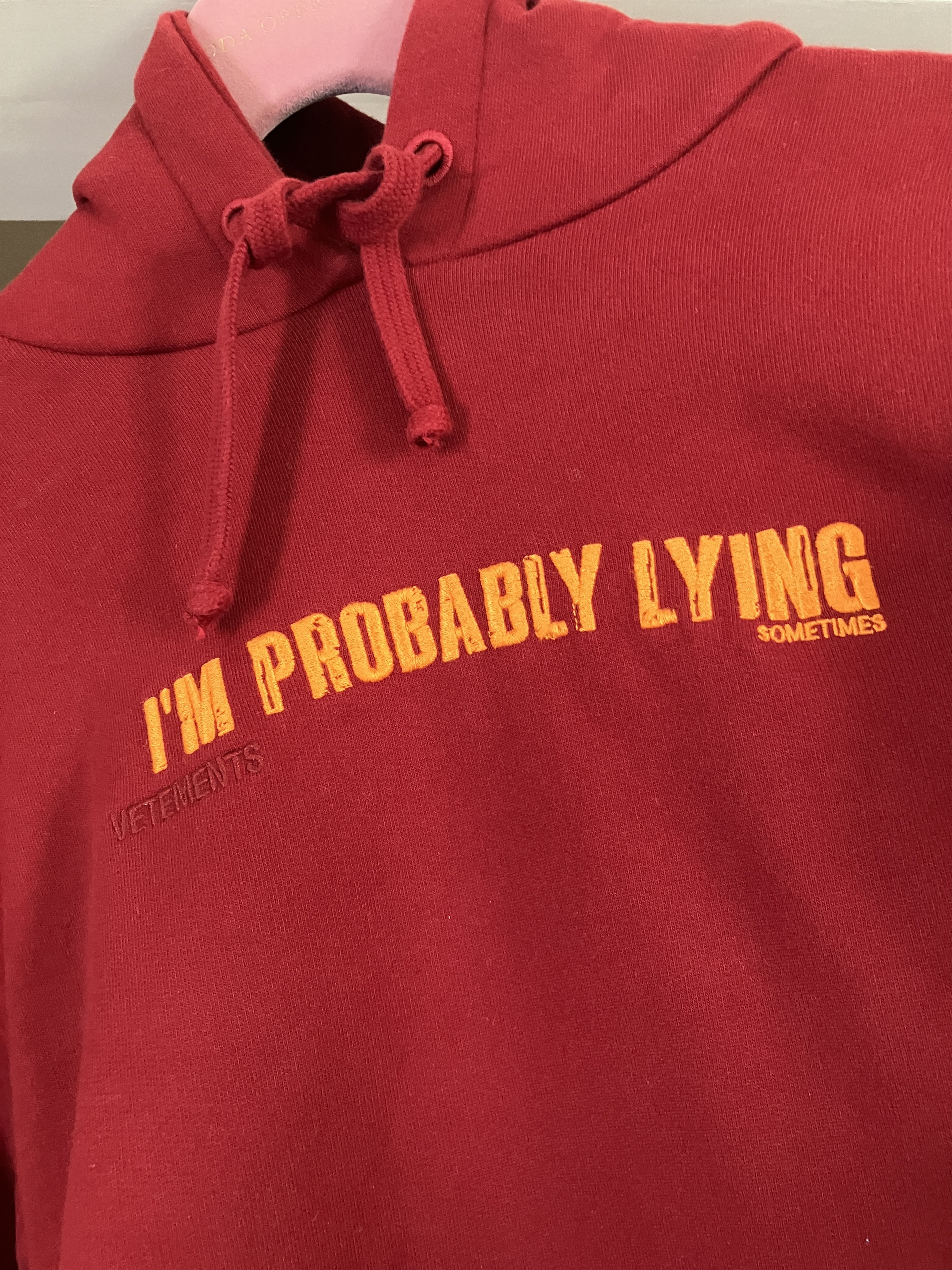 Vetements Vetements Embroidered I'm Probably Lying Hoodie