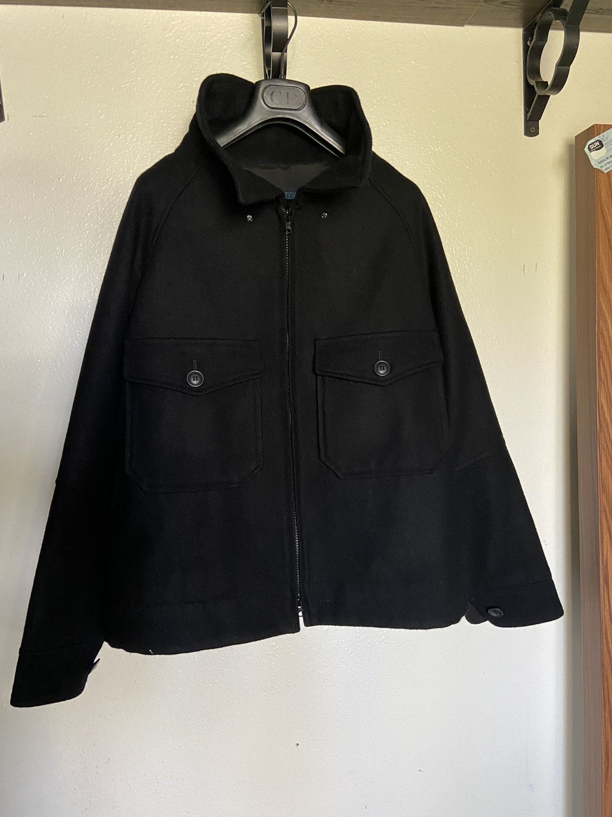 image of Yohji Yamamoto Wool Utility Trucker Jacket in Black, Men's (Size Large)