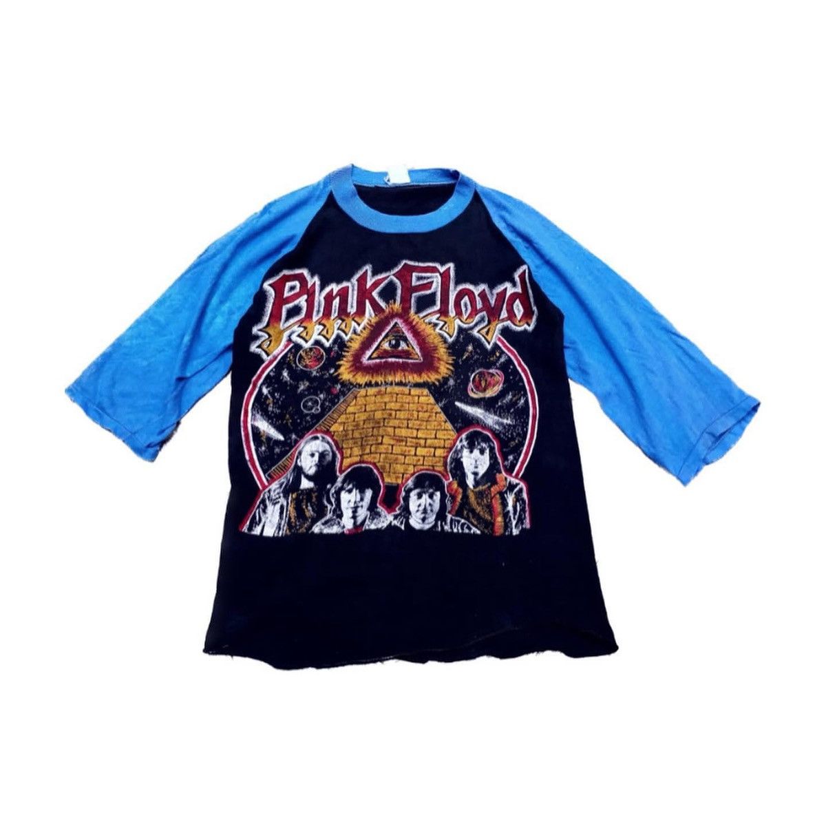 image of Vintage Pink Floyd Raglan Tees L Fit To S, Men's (Size Large)