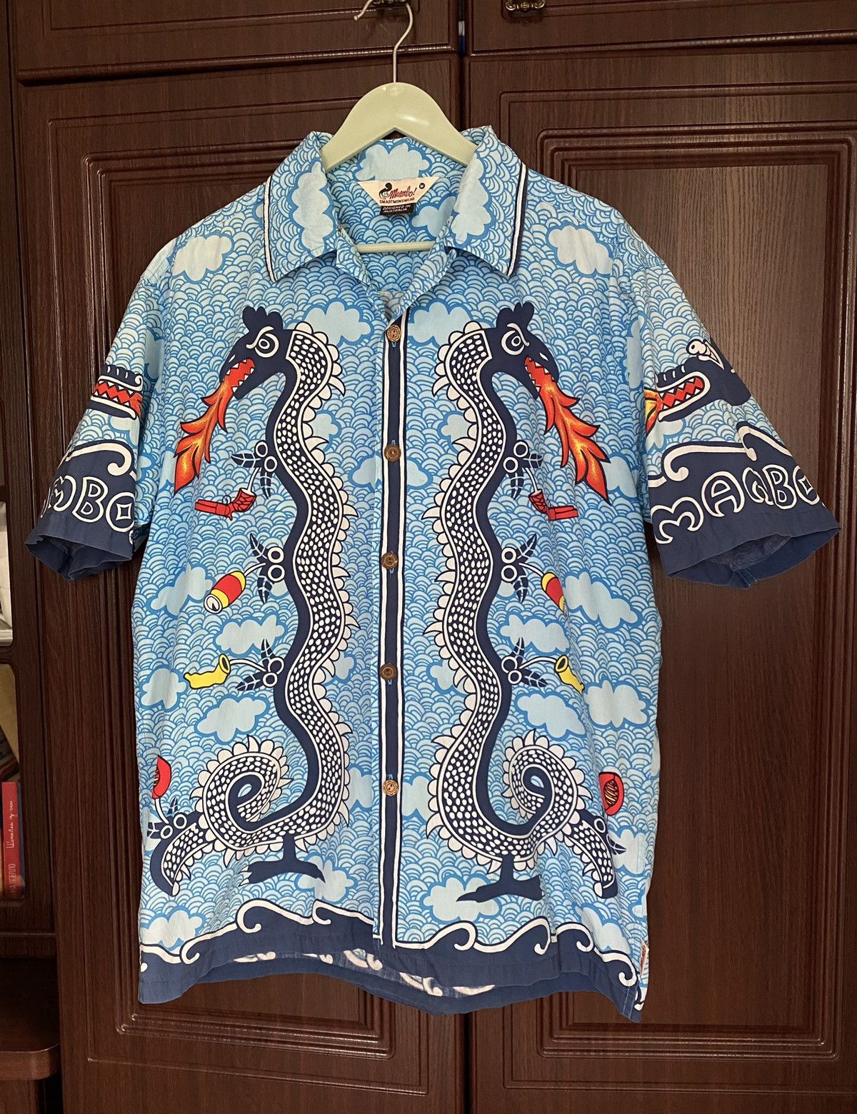Vintage Mambo Hawaiian Big Print Dragon Shirt Billabong Dior