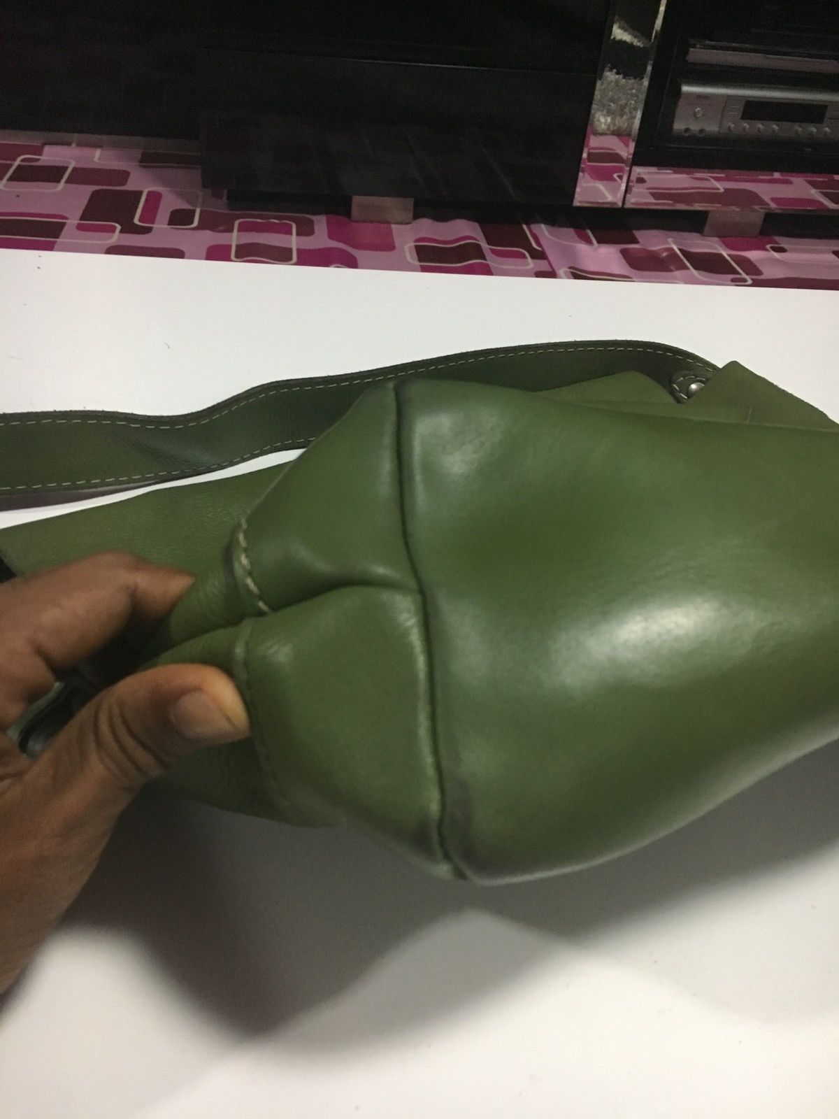 Handmade HANDMADE GREEN SLING BAG FULL LEATHER CUSTOM Size ONE SIZE - 10 Thumbnail