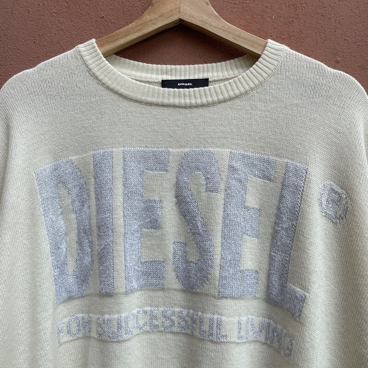 Diesel Vintage Y2K Diesel Big Logo Cropped Knit Sweater Size XS / US 0-2 / IT 36-38 - 3 Thumbnail