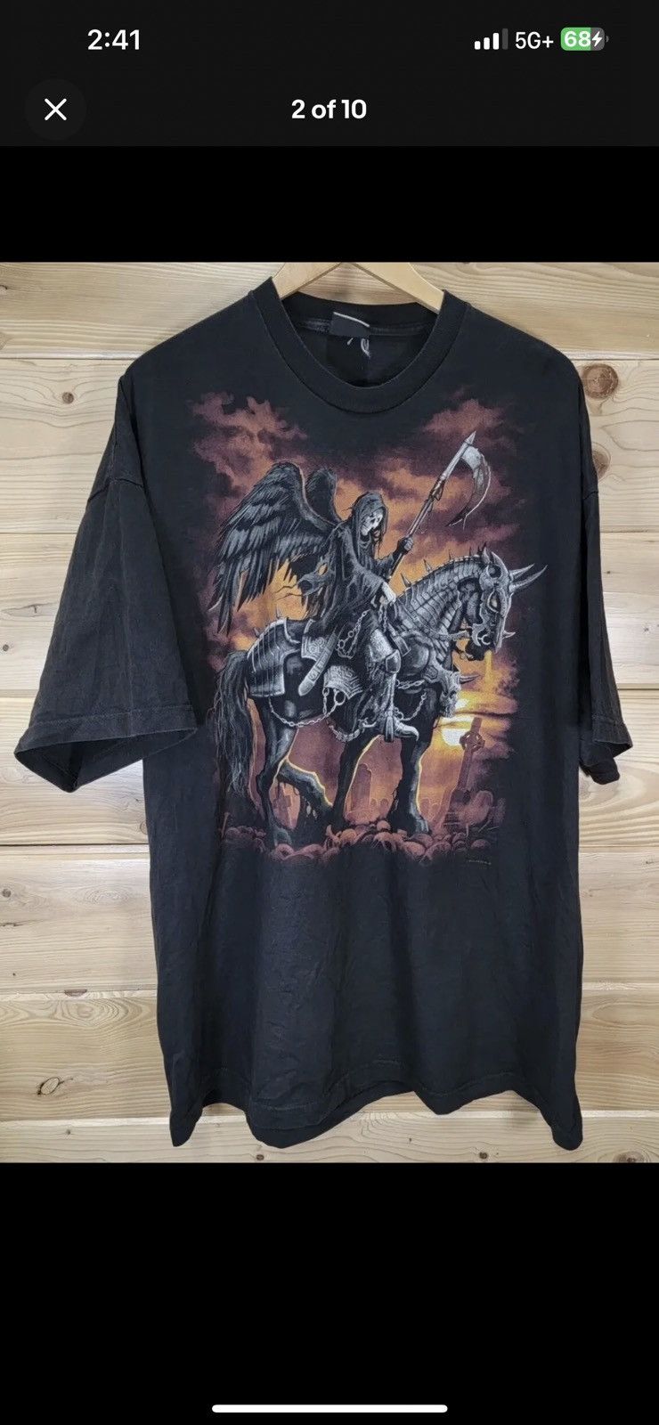 Liquid Blue Men's Angel Skull Skeleton Horse T Shirt