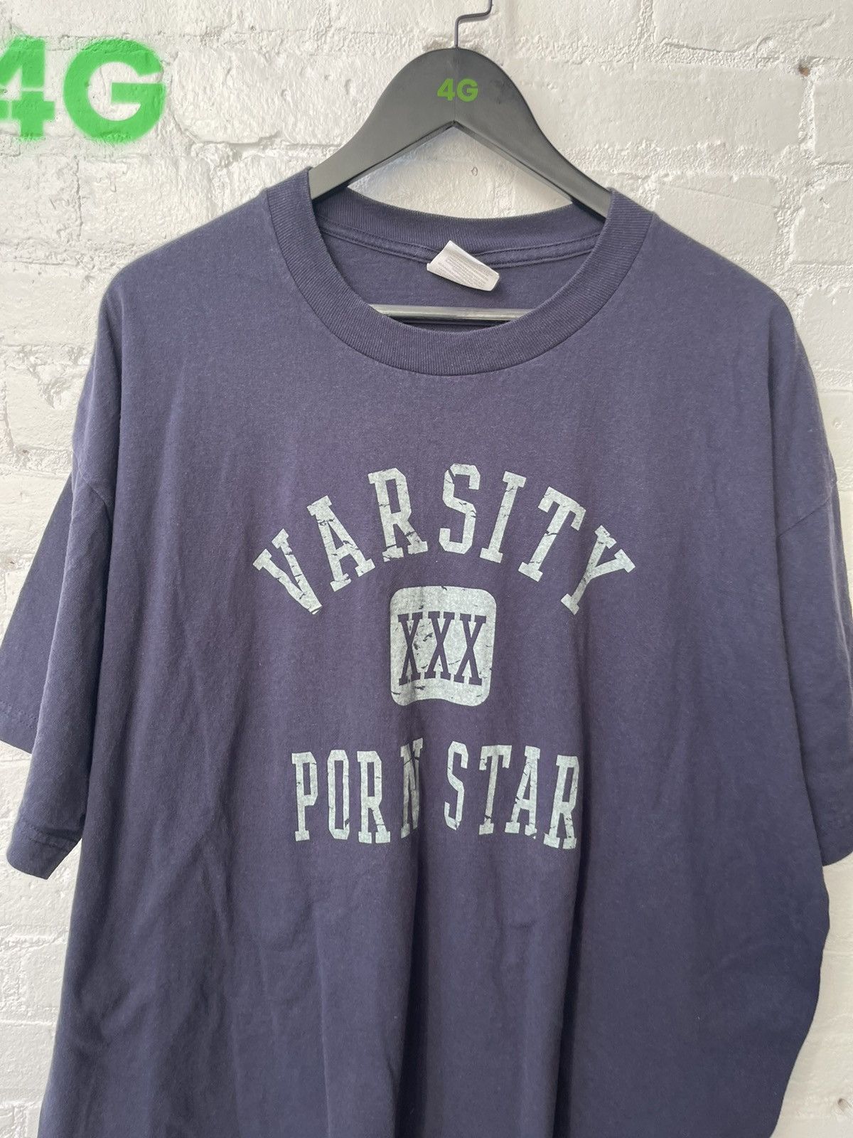 image of Vintage 90's Varsity Pornstar Porn Shirt 4Gseller in Navy, Men's (Size XL)