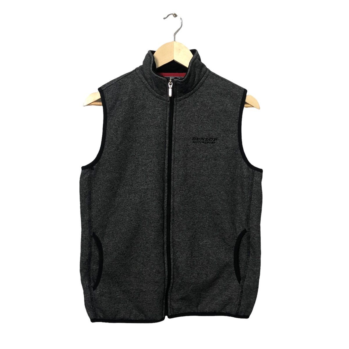 image of Dunlop Motorsport Embroidery Logo Zipper Ups Vest in Grey, Men's (Size Medium)