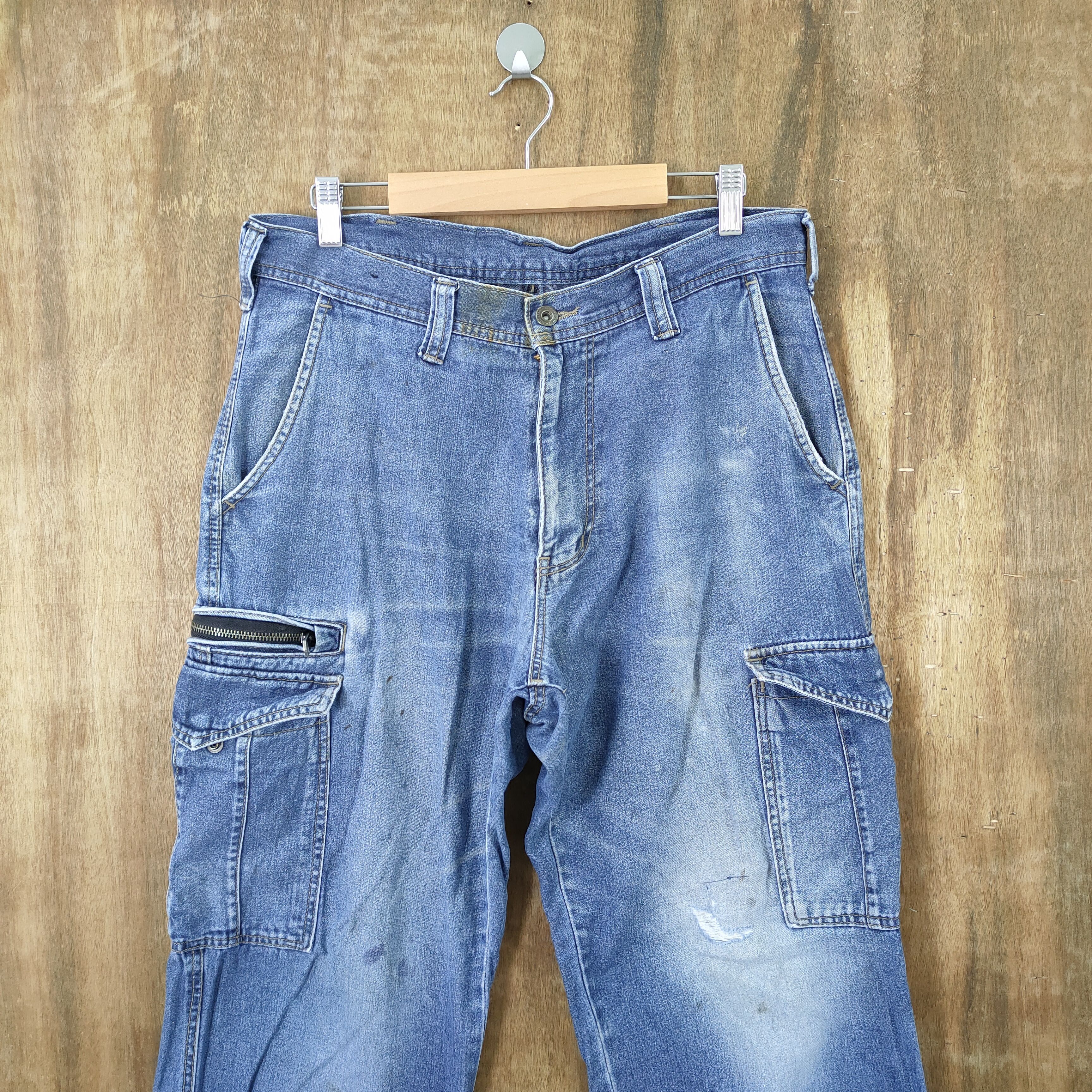 Japanese Brand × StraightFaded × Vintage VINTAGE FADED JEANS DENIM BAGGY CARGO PANTS Size US 32 / EU 48 - 4 Thumbnail