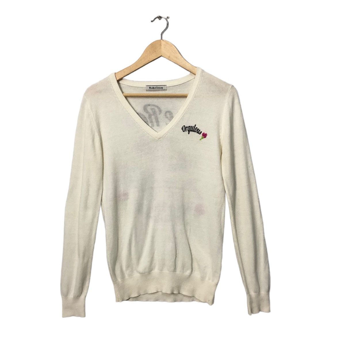 Seditionaries Vintage Rodeo Crown V Neck Big Logo Knitwear Sweater Jumper Size XS / US 0-2 / IT 36-38 - 2 Thumbnail