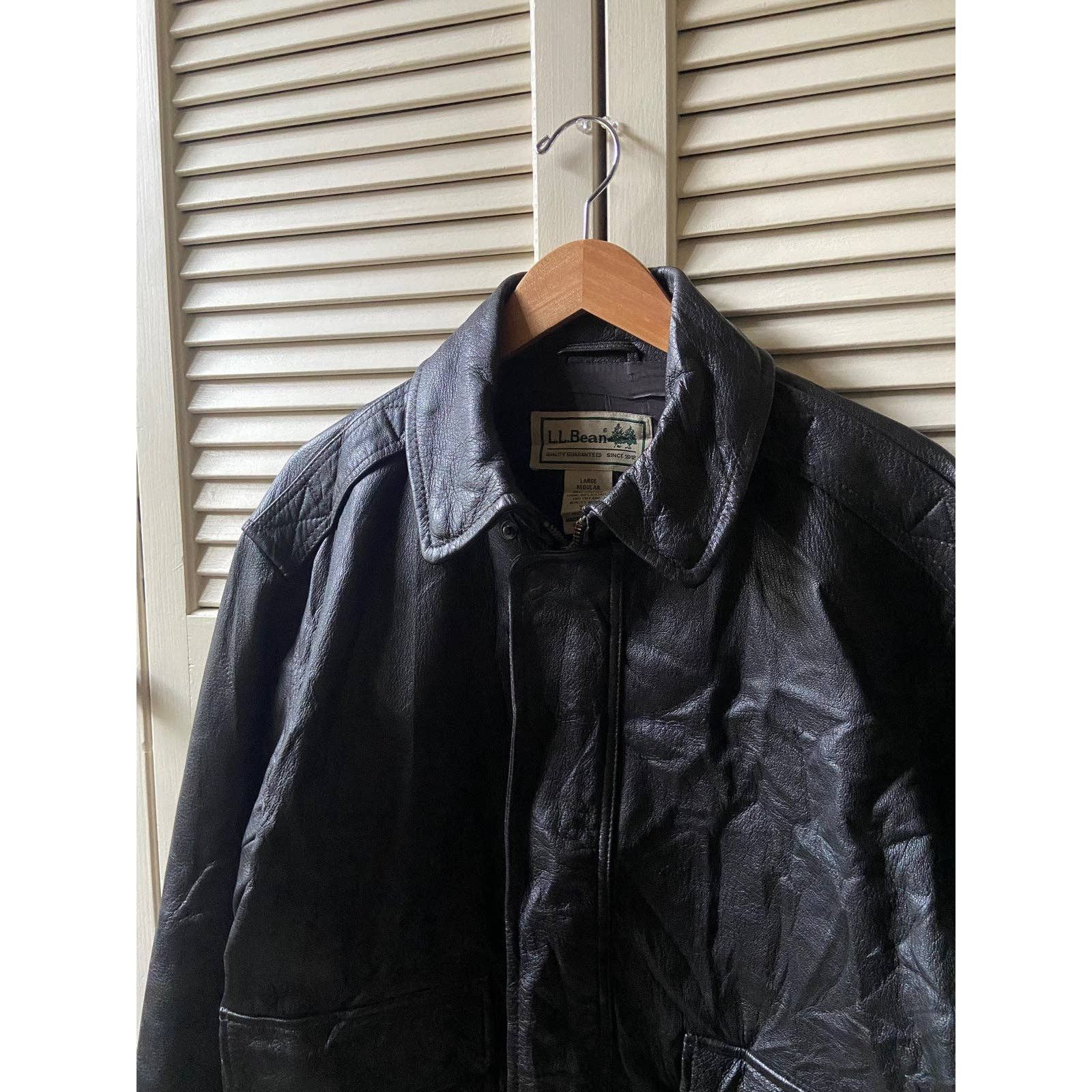 L.L. Bean LL Bean Goatskin Black Leather A-2 Flight Zip Jacket Size L Size US L / EU 52-54 / 3 - 2 Thumbnail