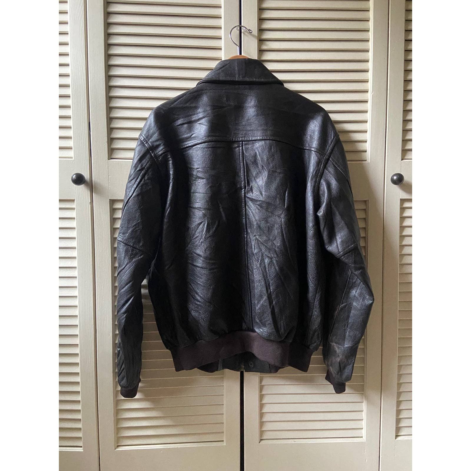 L.L. Bean LL Bean Goatskin Black Leather A-2 Flight Zip Jacket Size L Size US L / EU 52-54 / 3 - 4 Thumbnail