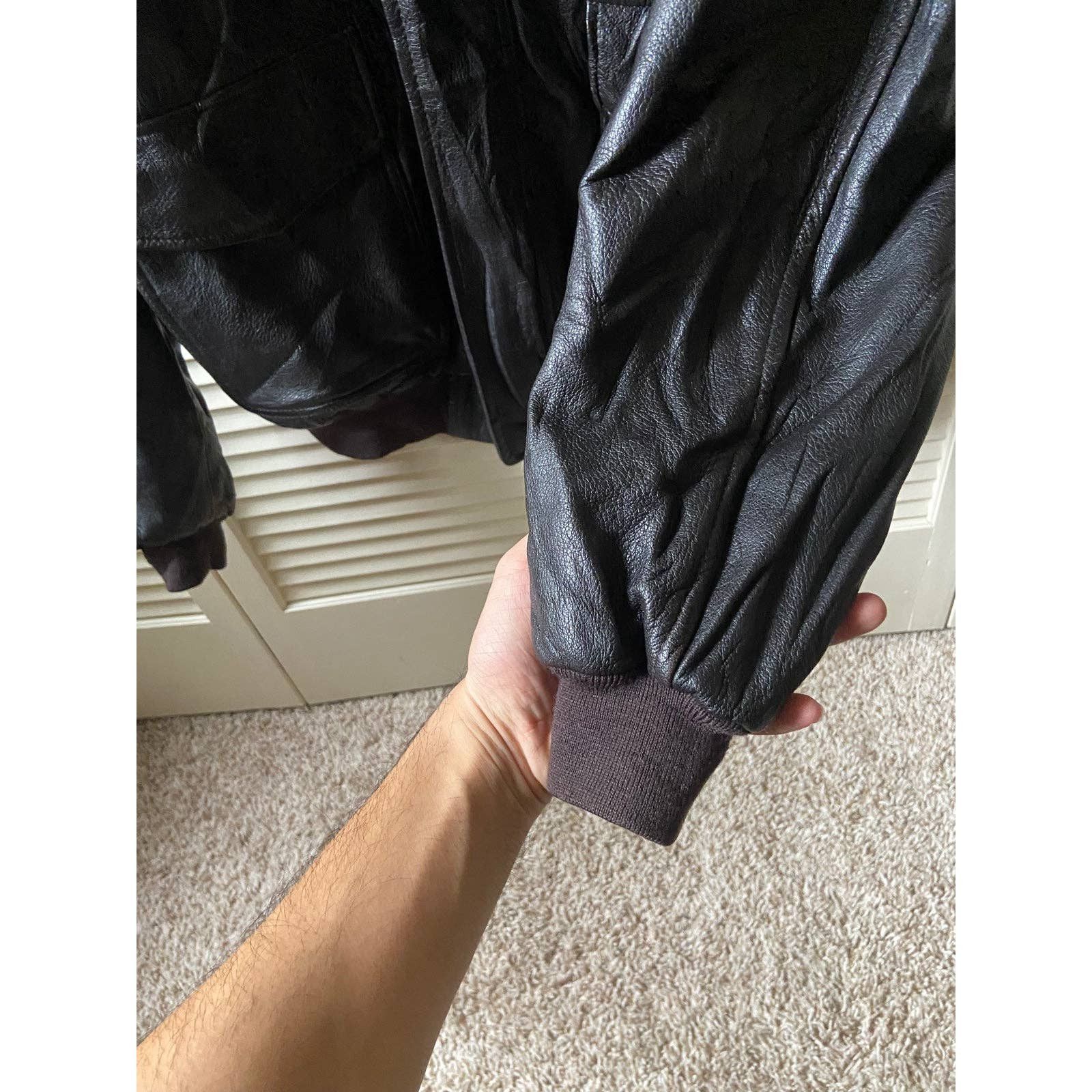 Vintage LL Bean Goatskin Black Leather A-2 Flight Full Zip selling Jacket Men’s Size L